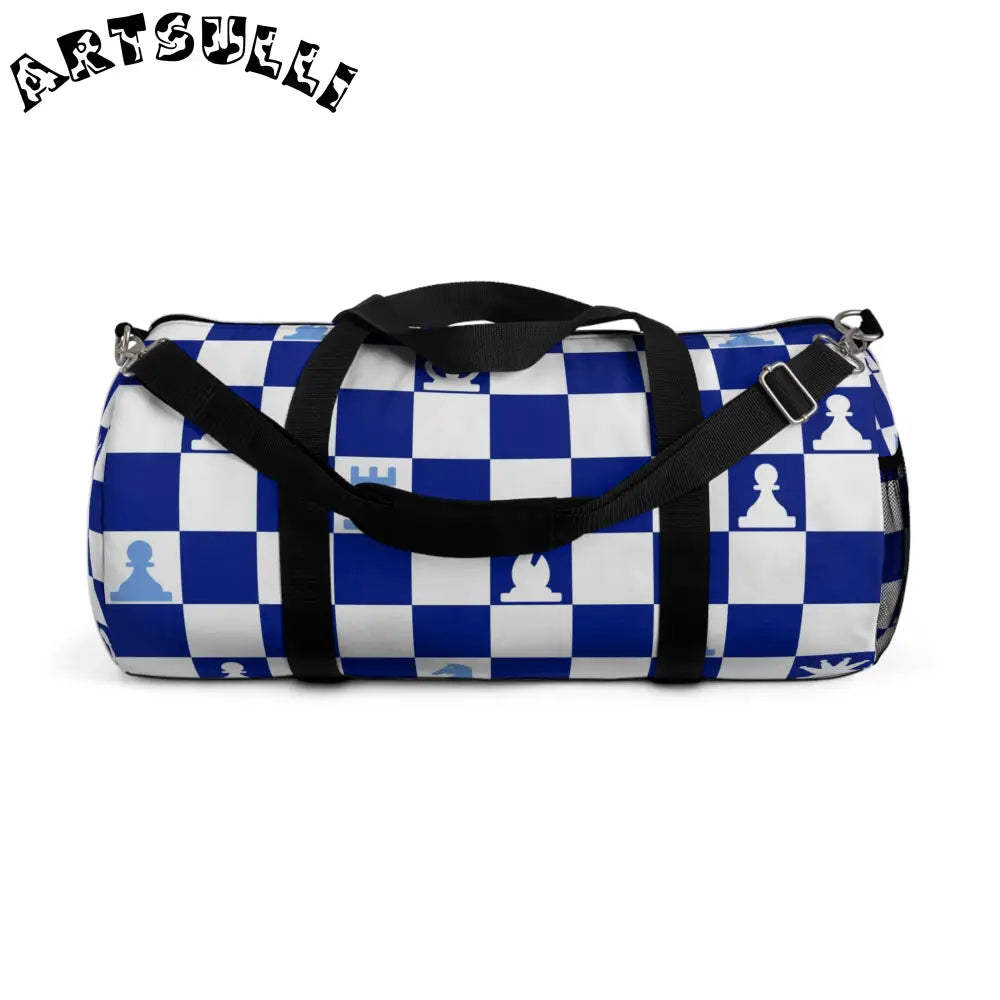 JAKKOUTTHEBXX Checkered Chess Duffel Bag Displays Mobile Storage 2025