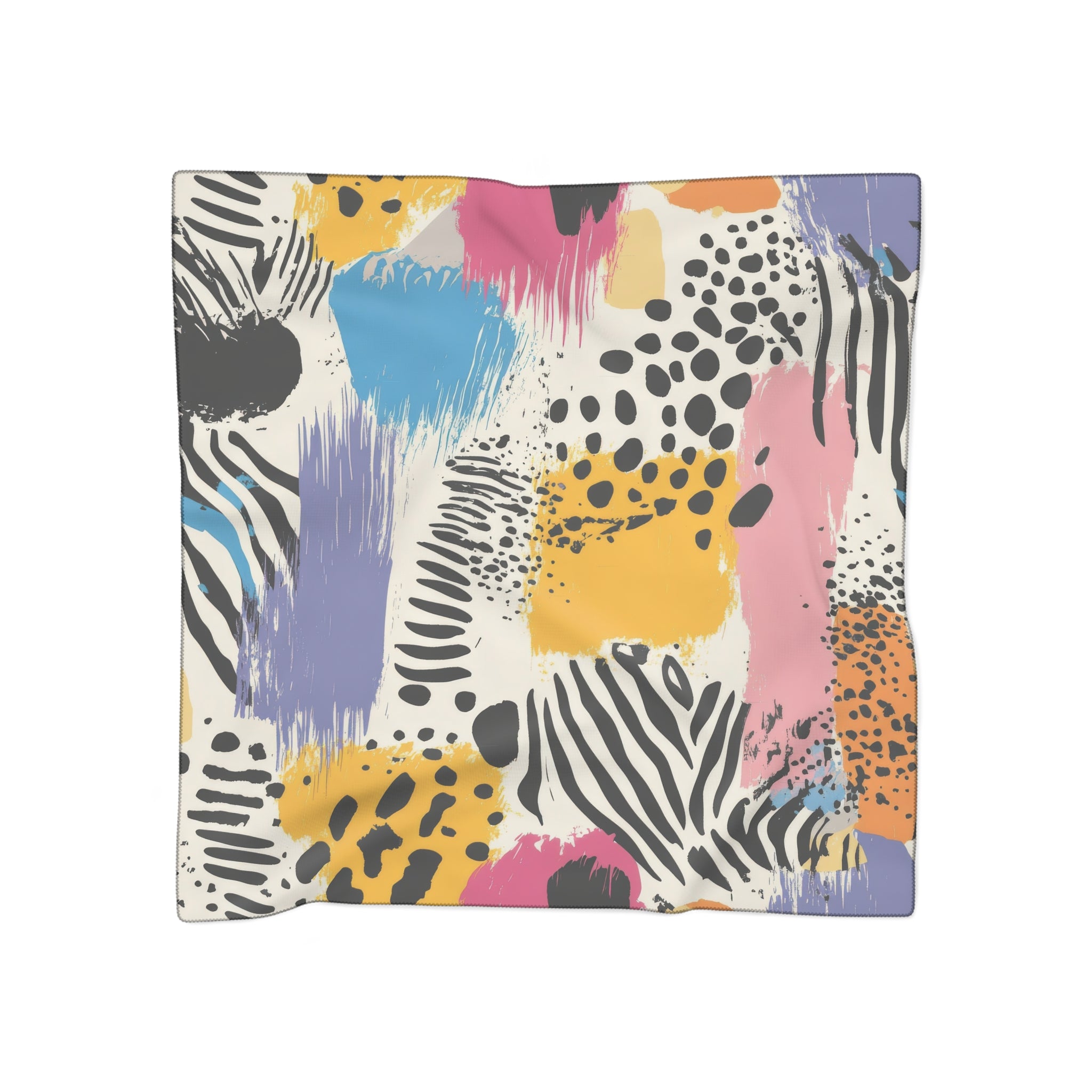 Animal Print x Paint Brush Strokes Multi-Color II Poly Scarf, Artsulli - Art is Long, Life is Short, Accessories, Color, Poly chiffon, Size, 25" × 25", , , 21988792266690