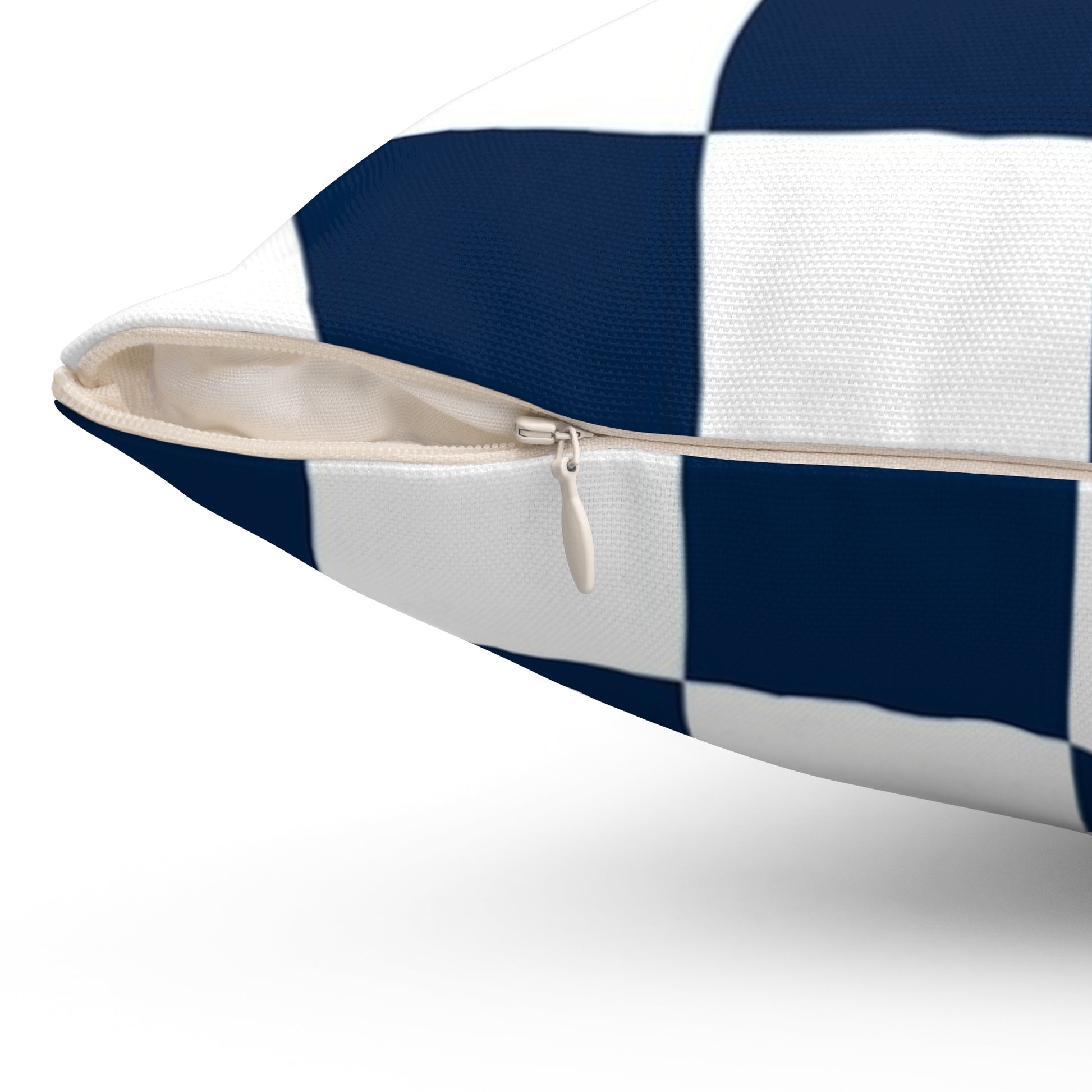 Checkerboard White and Navy Blue Spun Polyester Square Pillow, Artsulli - Art is Long, Life is Short, Home Decor, , , , , , , 