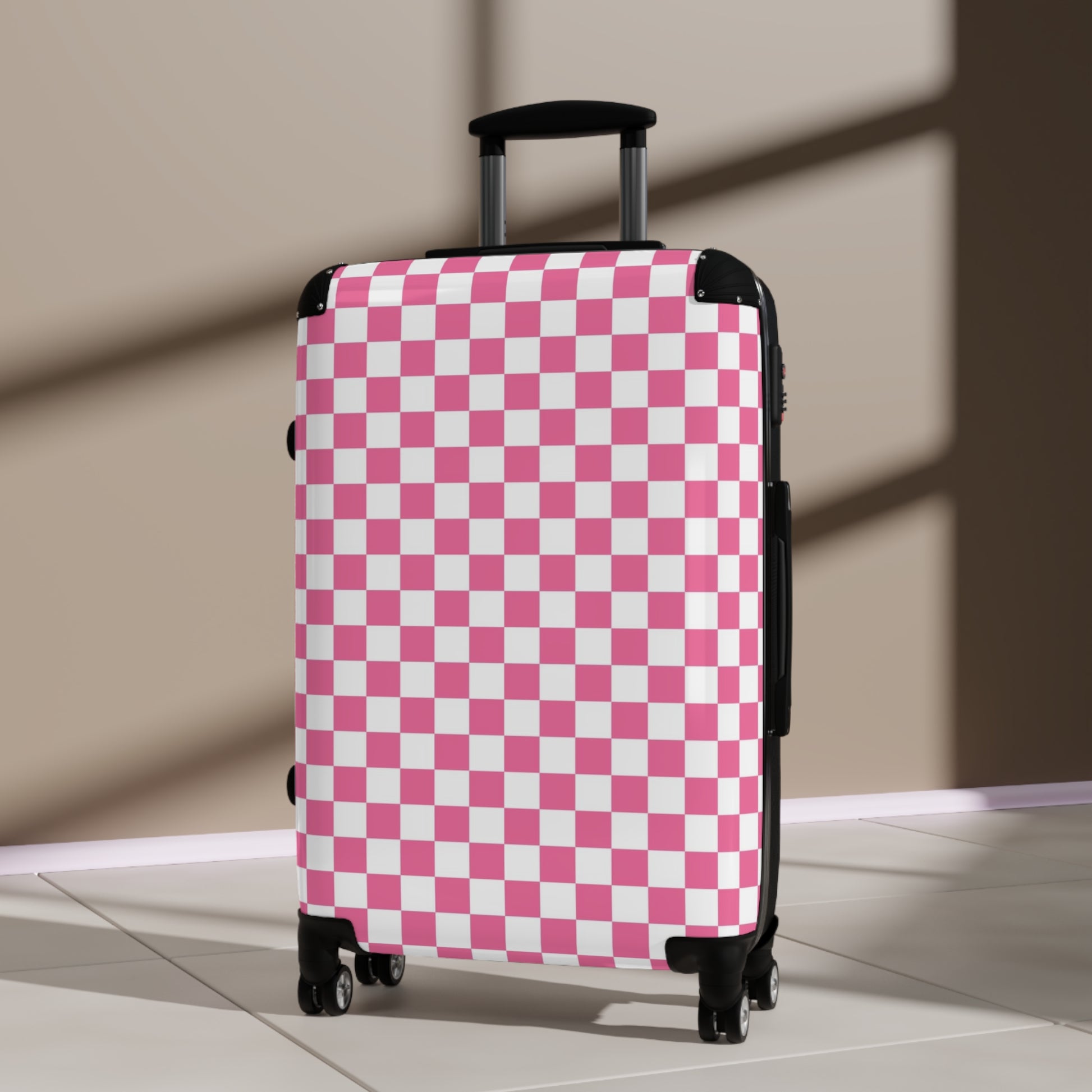 Yuyushiki Pink Check Suitcase, Artsulli - Art is Long, Life is Short, Bags, , , , , , , 