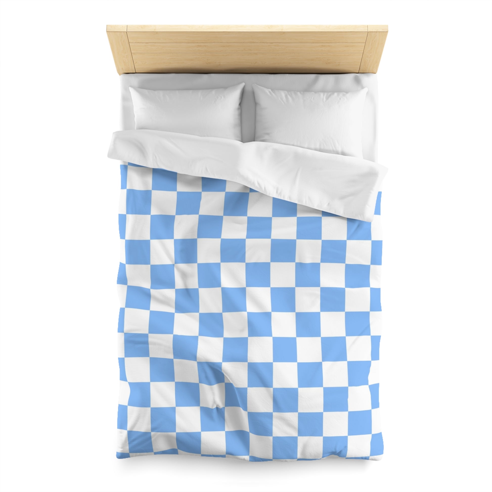 Checkerboard White and Light Blue Microfiber Duvet Cover, Artsulli - Art is Long, Life is Short, Home Decor, , , , , , , 