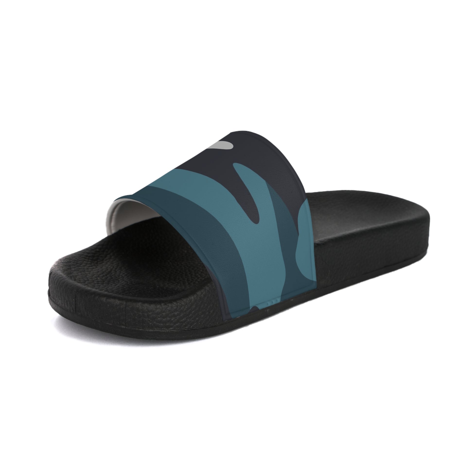 Blue Camouflage Women's Slide Sandals, Artsulli - Art is Long, Life is Short, Shoes, , , , , , , 