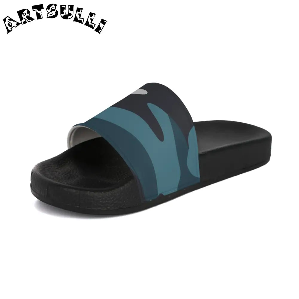 JAKKOUTTHEBXX Blue Camouflage Women’s Slide Sandals JAKKOUTTHEBXX