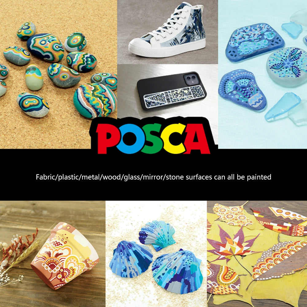 8pcs New Japan UNI Markers Set POSCA Limited PC-5M Acrylic POP Poster Advertising Drawing Graffiti Manga School Art Supplies