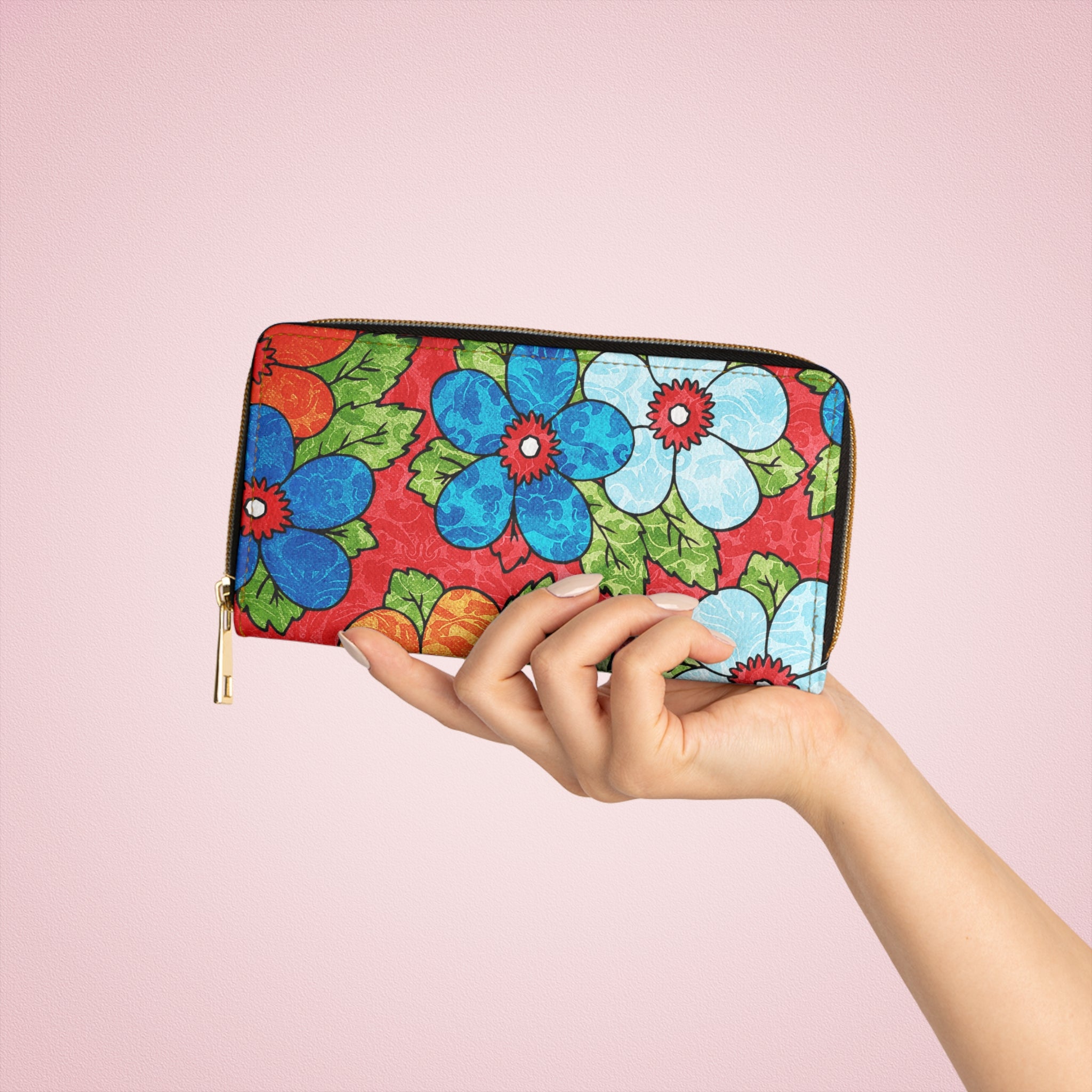 Groovy Yellow Floral Kl II Groovy Red Floral Kl Zipper Wallet, Artsulli - Art is Long, Life is Short, Accessories, , , , , , , 