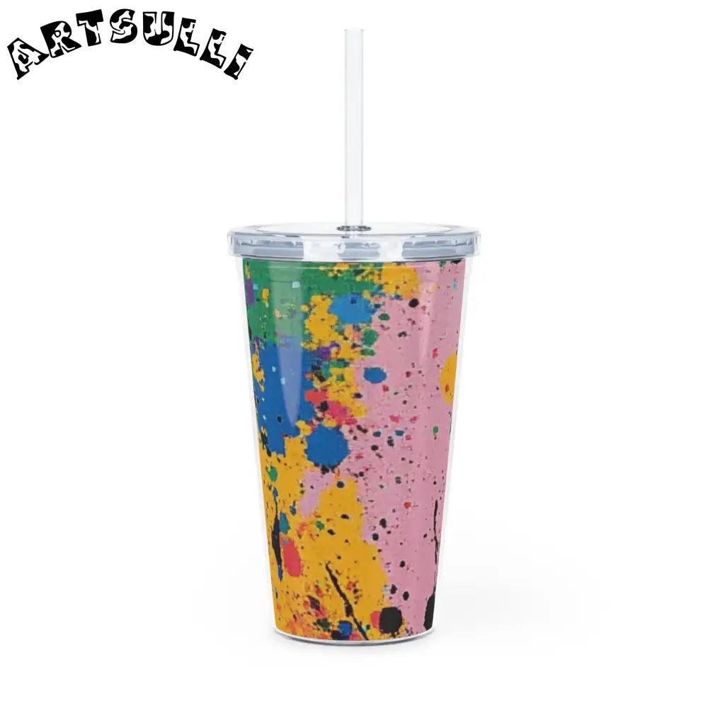 JAKKOUTTHEBXX The Colors Of Paint Splatter Plastic Tumbler