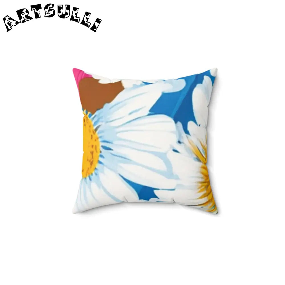 JAKKOUTTHEBXX CDG Daisy Dream Blue Spun Polyester Square Pillow