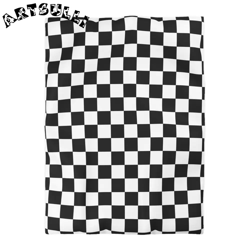 JAKKOUTTHEBXX Checkerboard White and Black Microfiber Duvet Cover