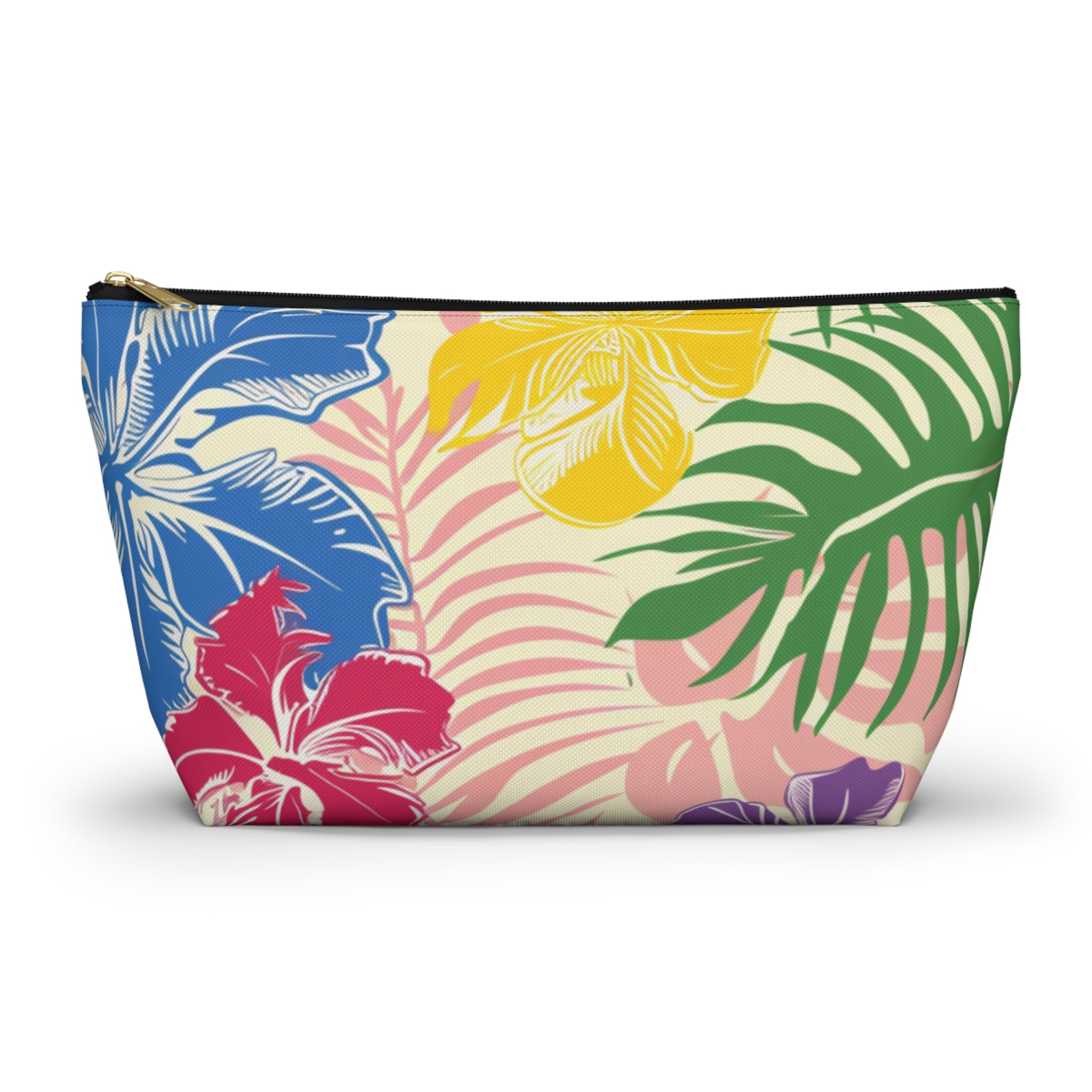 Blooming Tropical Flowers Accessory Pouch w T-bottom, Artsulli - Art is Long, Life is Short, Bags, Size, Large, Color, Black zipper, , , 66336620713435339121