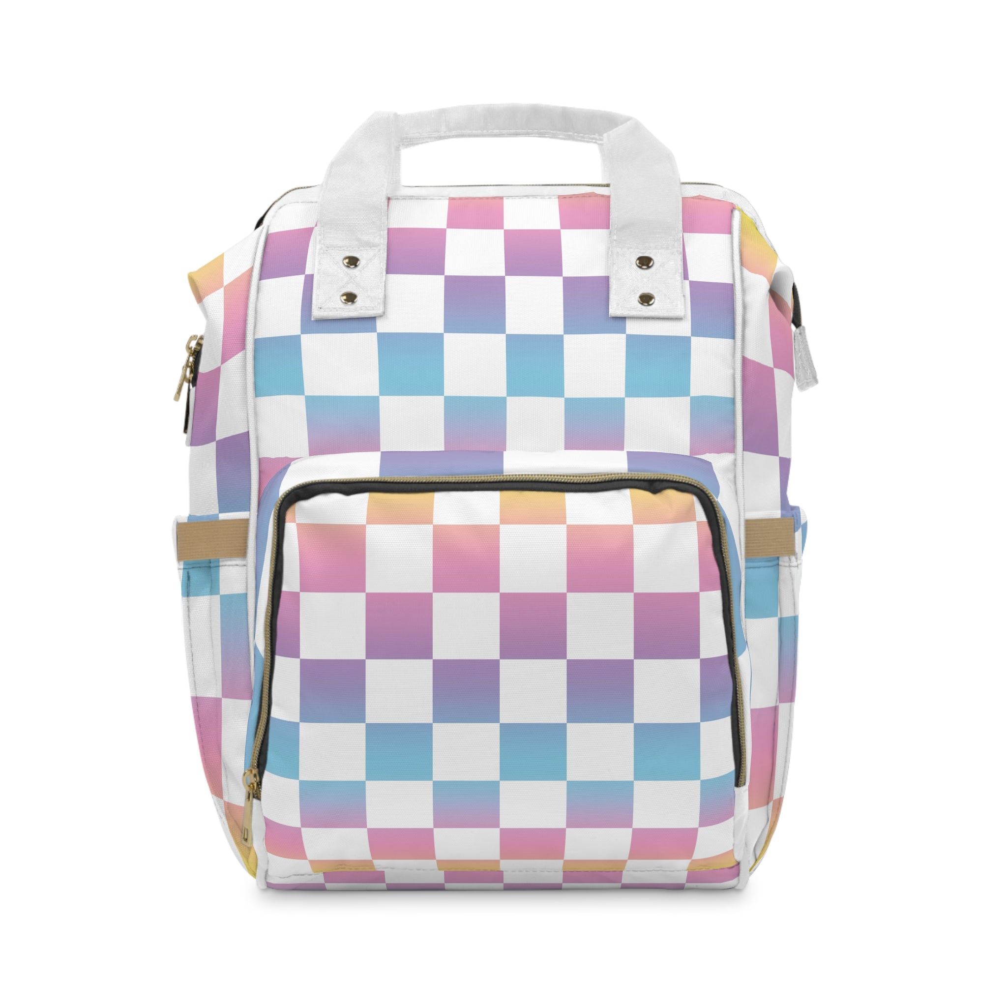 Vaporwave Check II  Multifunctional Diaper Backpack, Artsulli - Art is Long, Life is Short, Bags, Size, 15.0" × 10.8" × 6.7'', , , , , 10651758812344009187