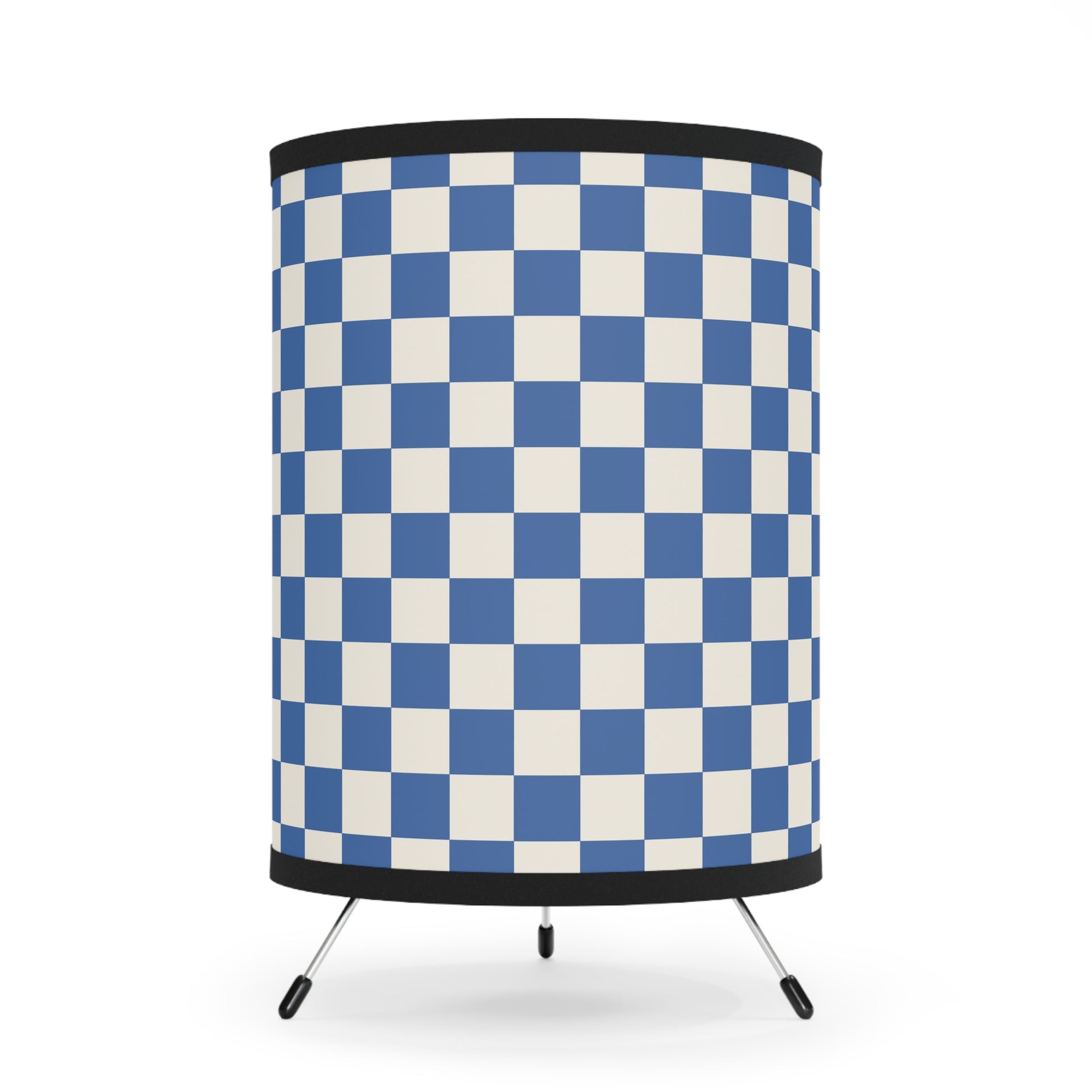 Checkerboard Blue Tripod Lamp with High-Res Printed Shade, US\CA plug, Artsulli - Art is Long, Life is Short, Home Decor, Size, One size, Color, Black, , , 29457326053483479918