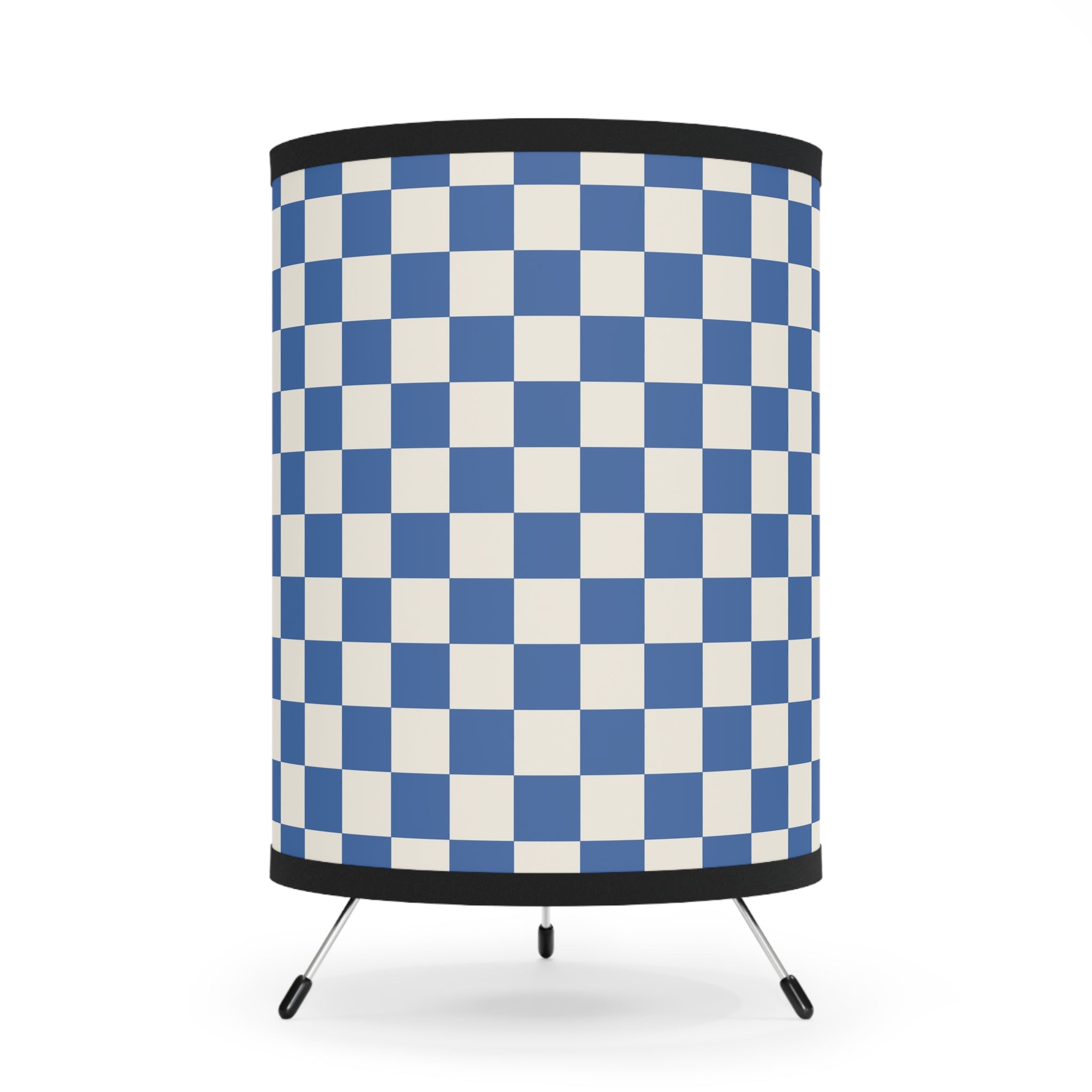 Checkerboard Blue Tripod Lamp with High-Res Printed Shade, US\CA plug, Artsulli - Art is Long, Life is Short, Home Decor, Size, One size, Color, Black, , , 29457326053483479918