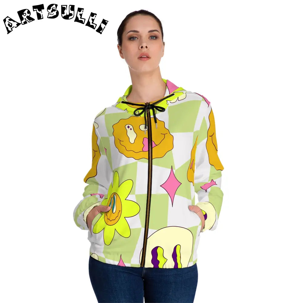 JAKKOUTTHEBXX Sunflower x Checkerboard Trippy Women’s Full-Zip