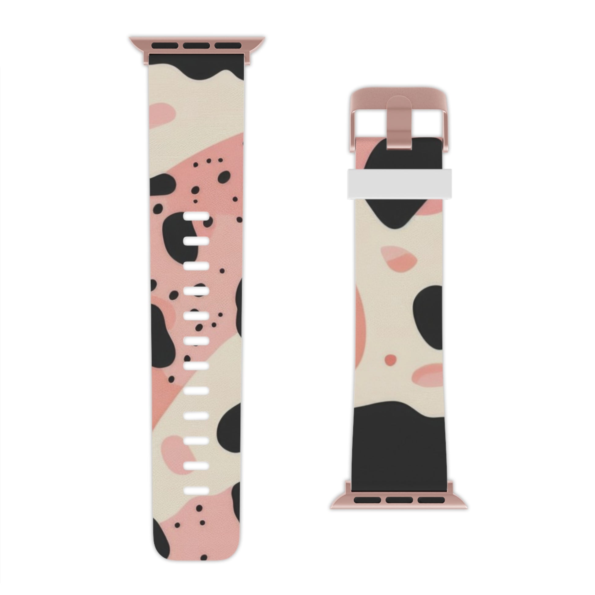 Organic Cow Print Cream and Pink Watch Band for Apple Watch, Artsulli - Art is Long, Life is Short, Accessories, , , , , , , 