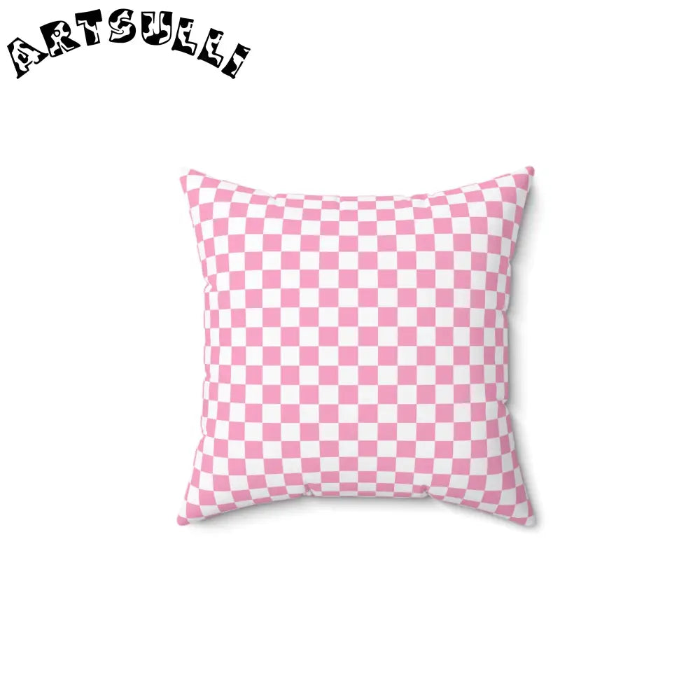JAKKOUTTHEBXX Checkerboard Hot Pink and White Spun Polyester Square