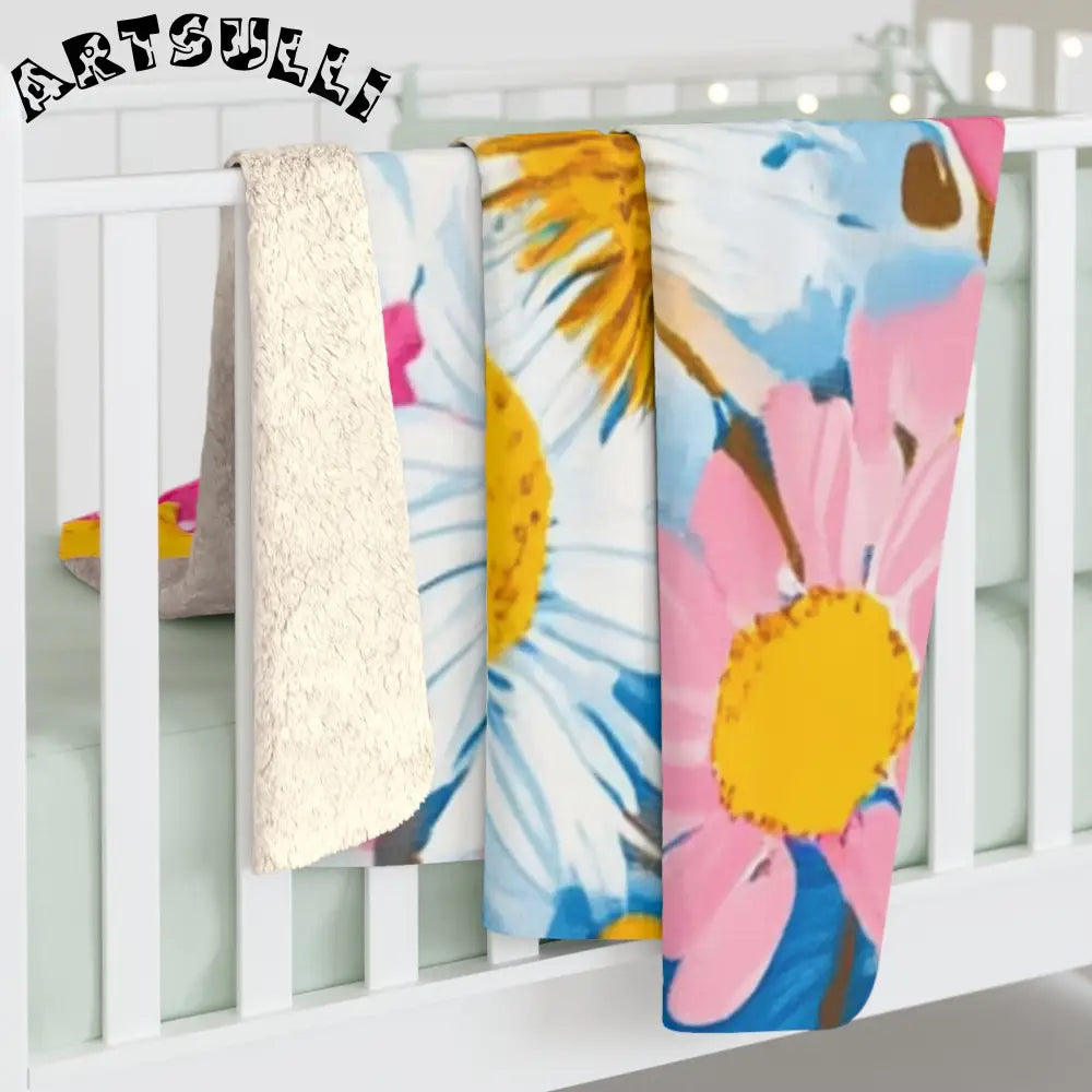 JAKKOUTTHEBXX CDG Daisy Dream Blue Sherpa Fleece Blanket