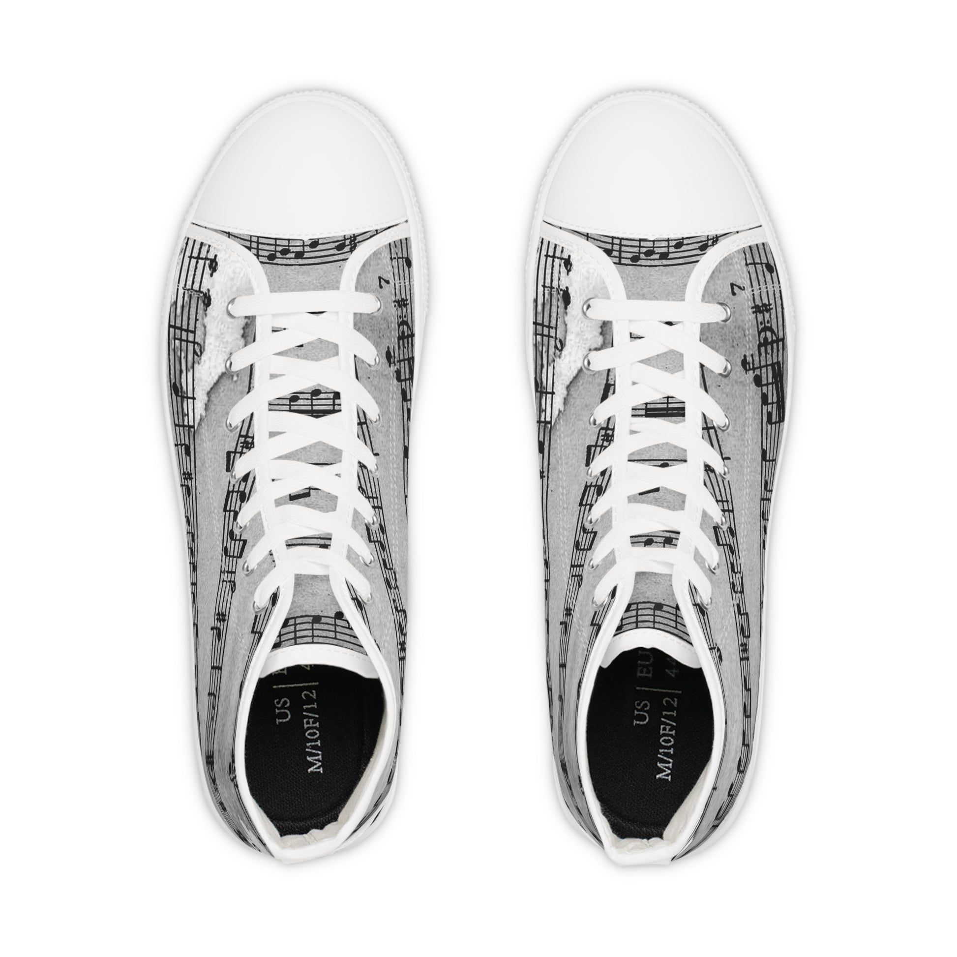 Drip Spill Type Beat Sheet Music Black Men's High Top Sneakers, Artsulli - Art is Long, Life is Short, Shoes, , , , , , , 