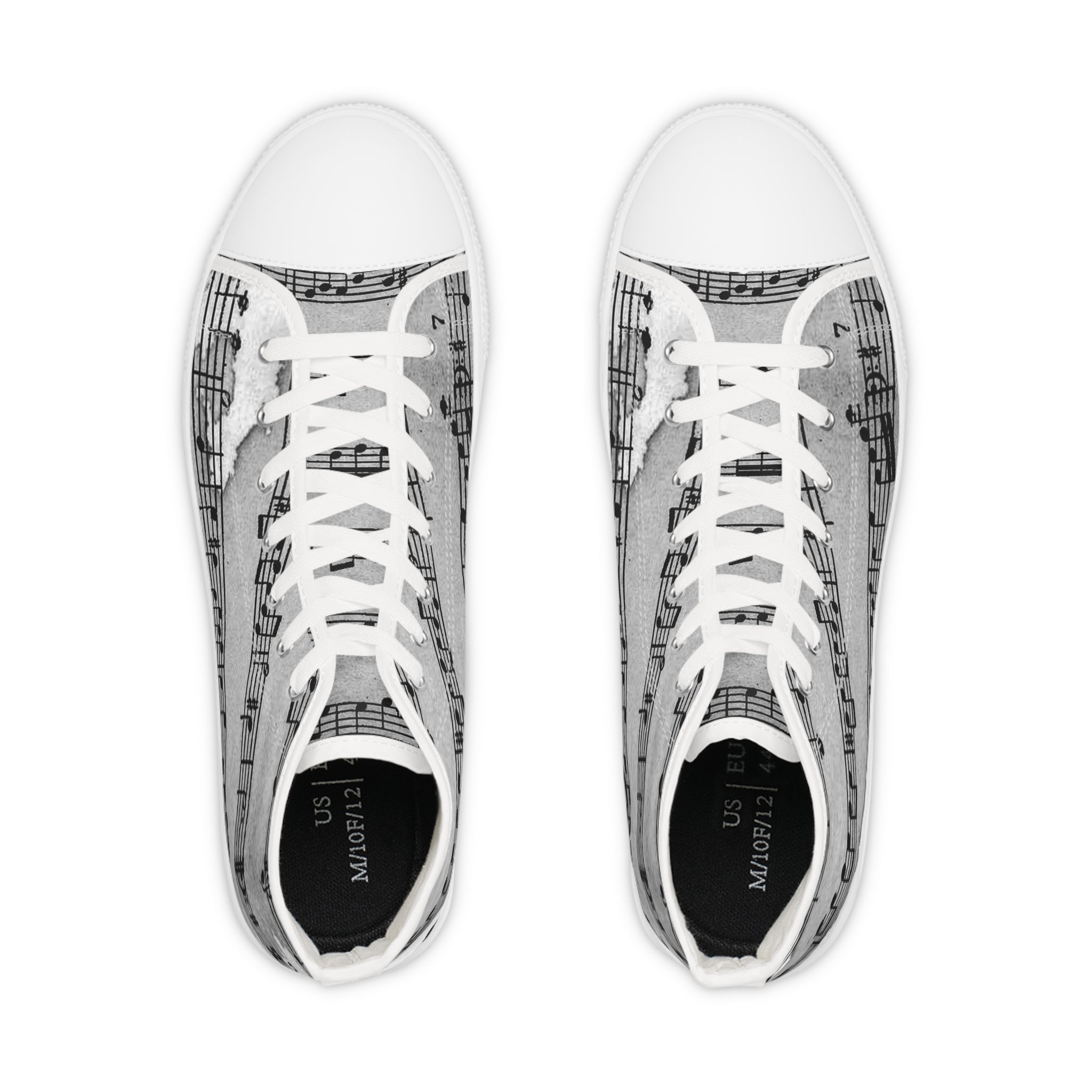 Drip Spill Type Beat Sheet Music Black Men's High Top Sneakers, Artsulli - Art is Long, Life is Short, Shoes, , , , , , , 