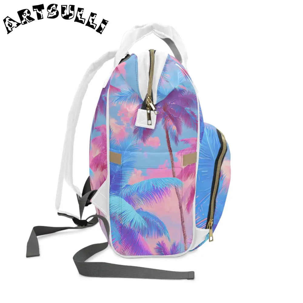 JAKKOUTTHEBXX Ethereal Pastel Palms Multifunctional Diaper Backpack