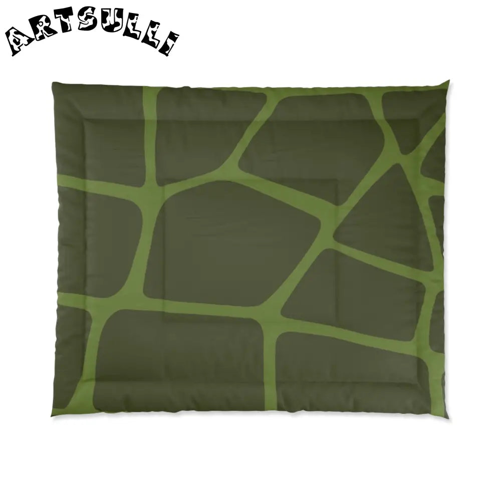 JAKKOUTTHEBXX Dark Green Comforter with Light Green Geometric Design 2025