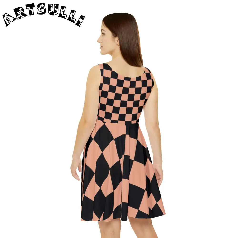 JAKKOUTTHEBXX Checkerboard Soft Orange and Black Women’s Skater