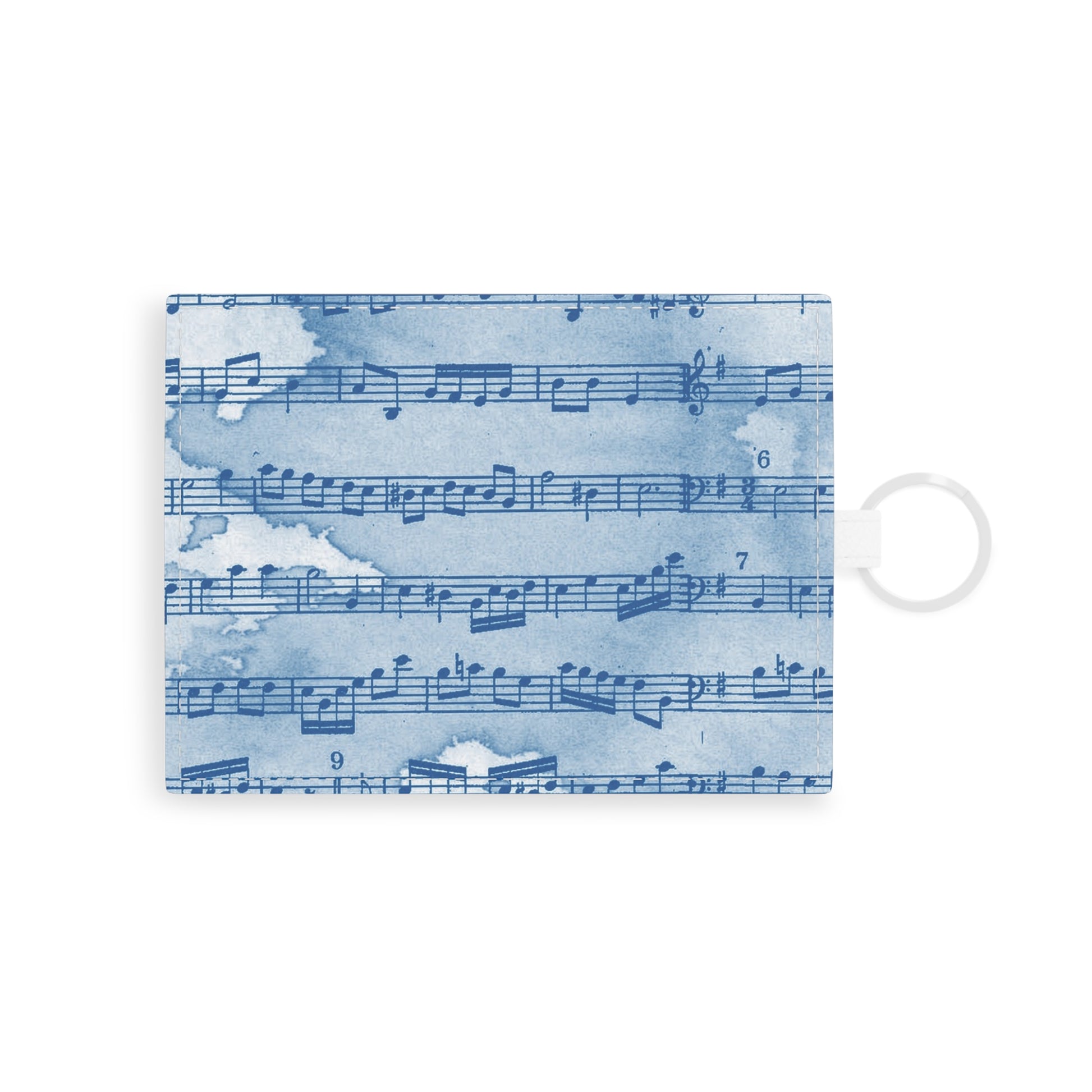 Drip Spill Type Beat Sheet Music Blue Saffiano Leather Card Holder, Artsulli - Art is Long, Life is Short, Accessories, Size, One size, Color, White, , , 20831154980037261635