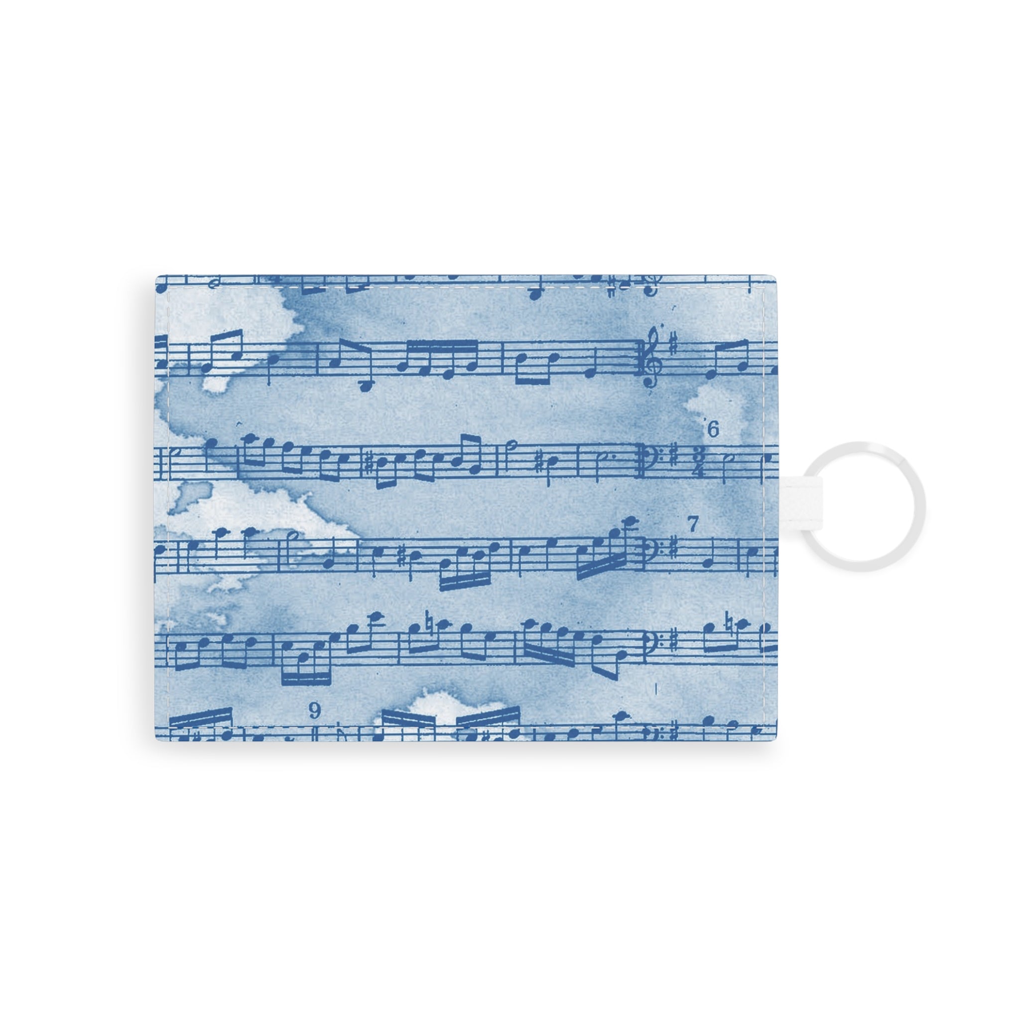 Drip Spill Type Beat Sheet Music Blue Saffiano Leather Card Holder, Artsulli - Art is Long, Life is Short, Accessories, Size, One size, Color, White, , , 20831154980037261635