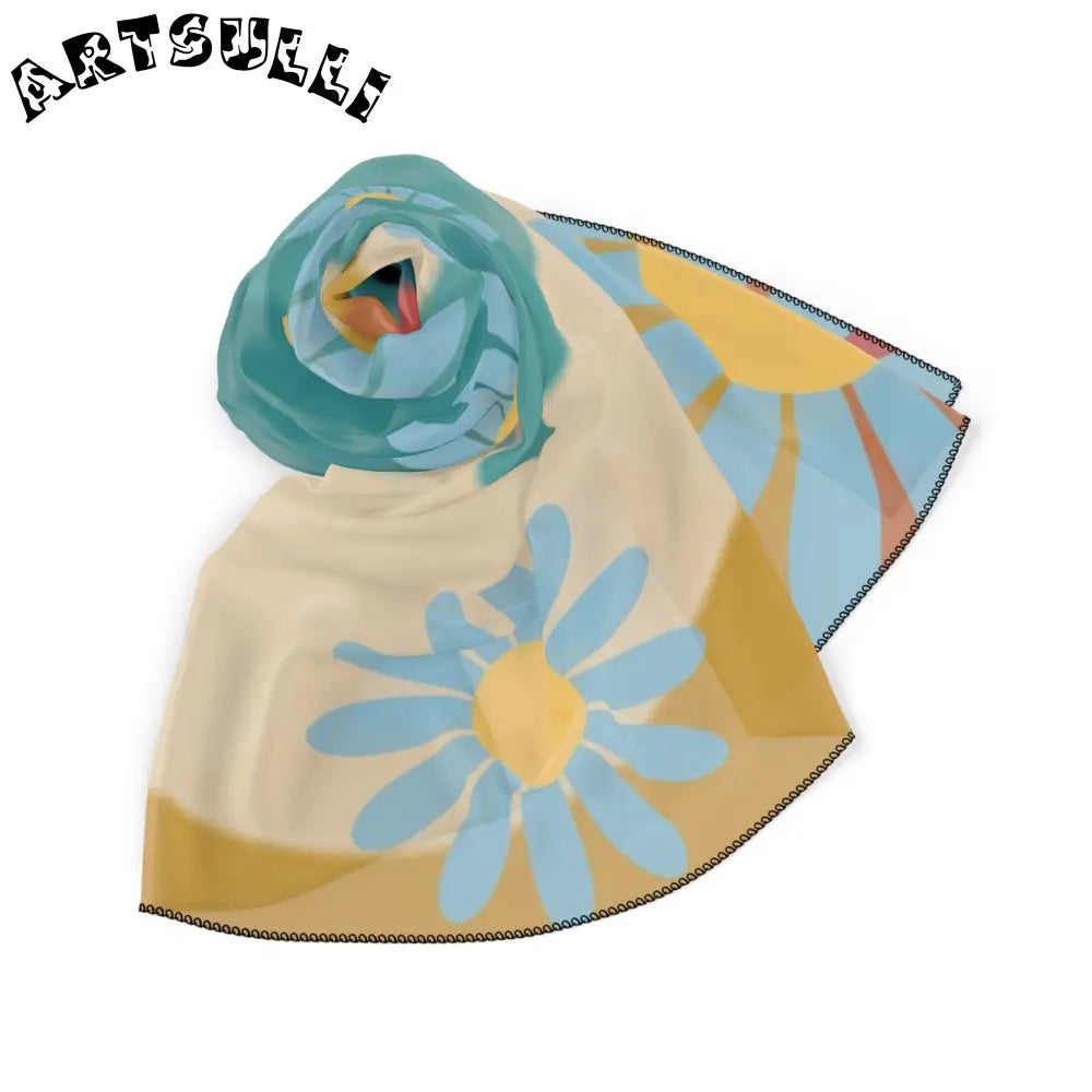 JAKKOUTTHEBXX Psychedelic Floral Hills Multi-Color Poly Scarf