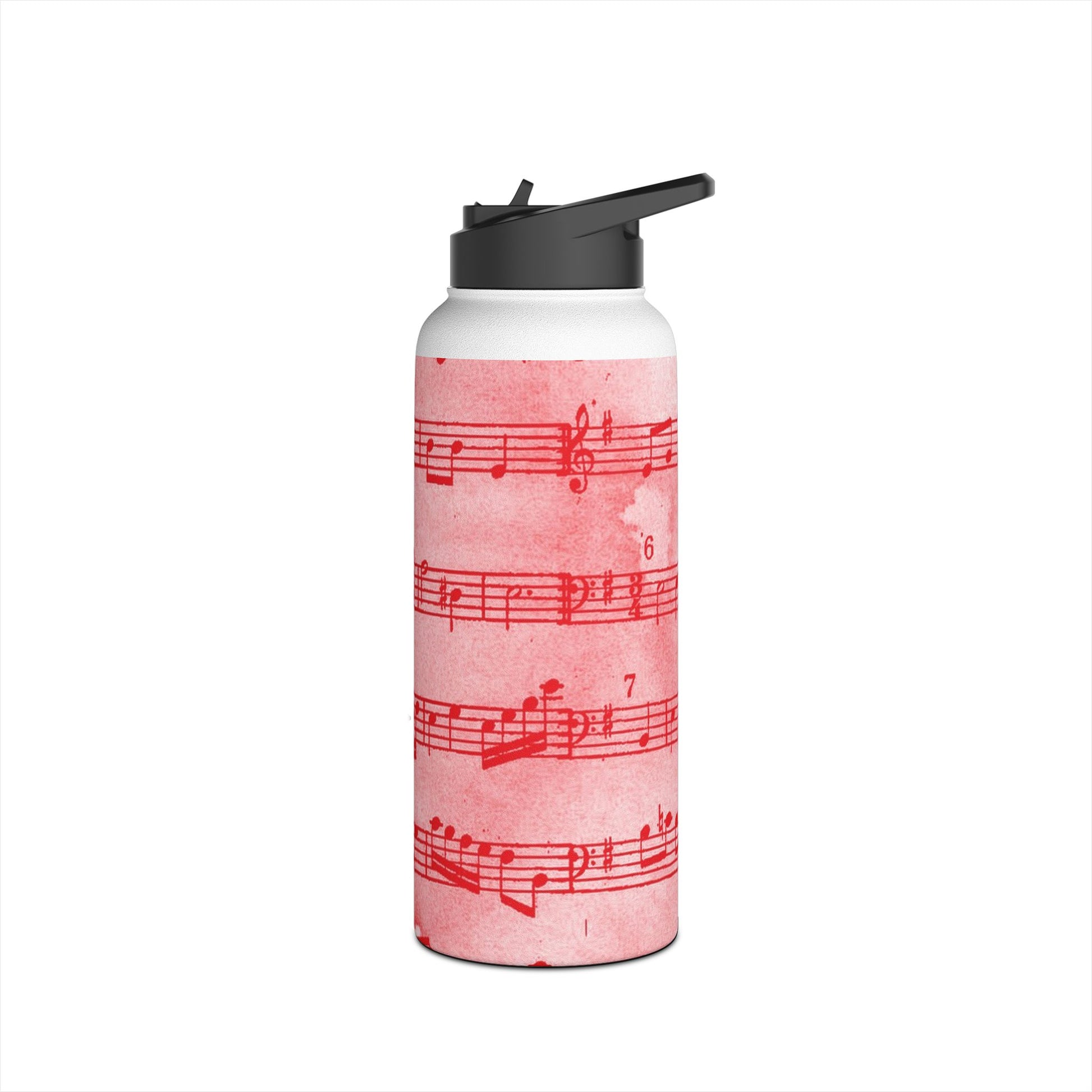 Drip Spill Type Beat Sheet Music Red Stainless Steel Water Bottle, Standard Lid, Artsulli - Art is Long, Life is Short, Mug, , , , , , , 