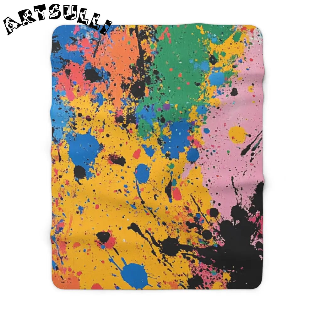 JAKKOUTTHEBXX The Colors Of Paint Splatter Sherpa Fleece Blanket