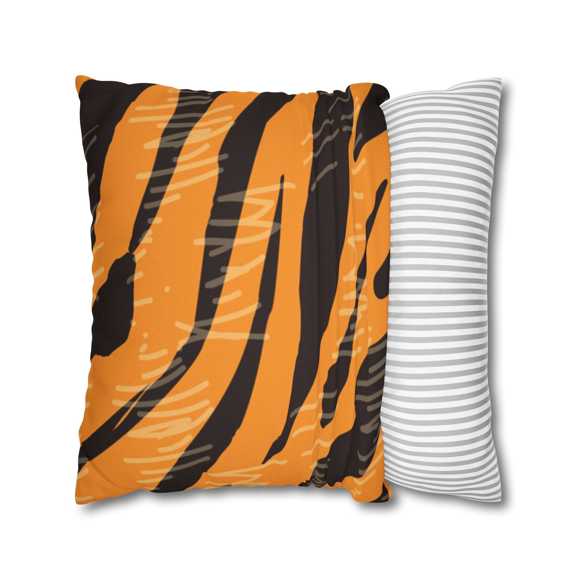 Tiger Scratches Orange & Black Spun Polyester Square Pillowcase, Artsulli - Art is Long, Life is Short, Home Decor, , , , , , , 