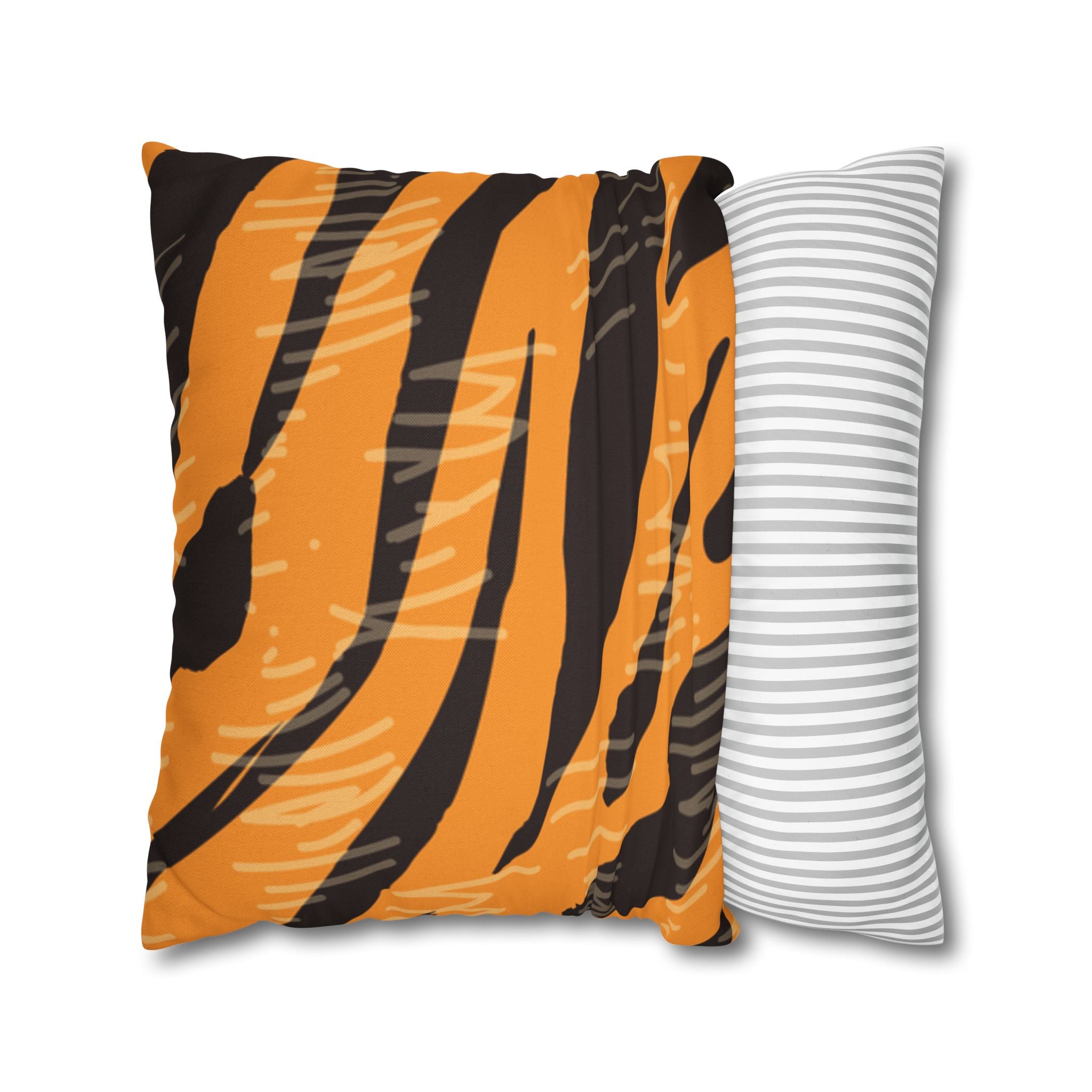 Tiger Scratches Orange & Black Spun Polyester Square Pillowcase, Artsulli - Art is Long, Life is Short, Home Decor, , , , , , , 