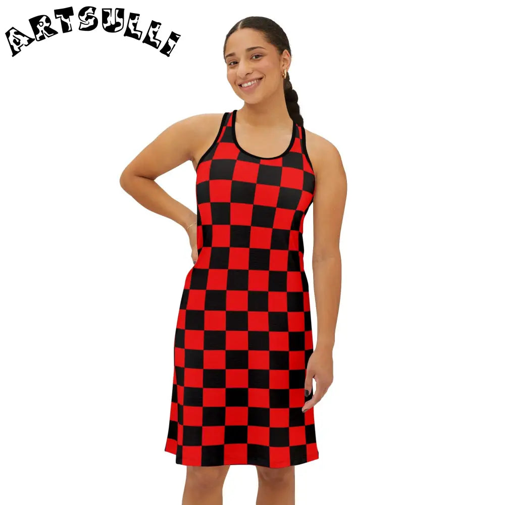 JAKKOUTTHEBXX Checkerboard Red and Black Women’s Racerback Dress