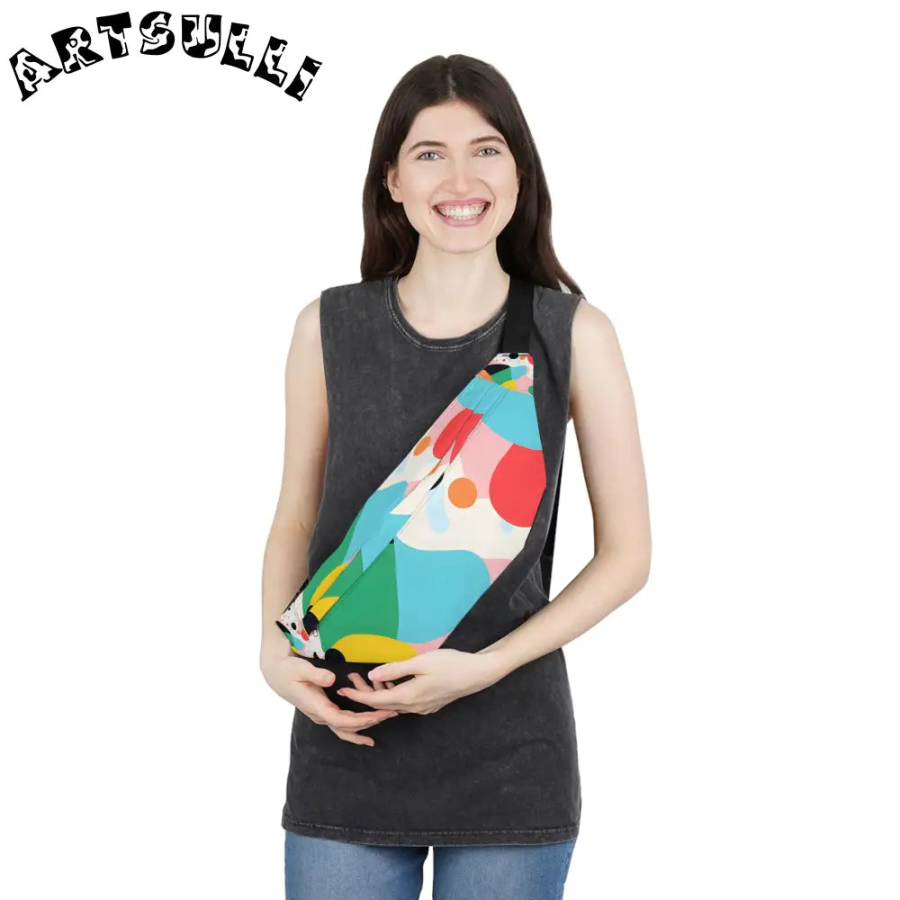 JAKKOUTTHEBXX Colorful Abstract Shapes Surreal Large Fanny Pack