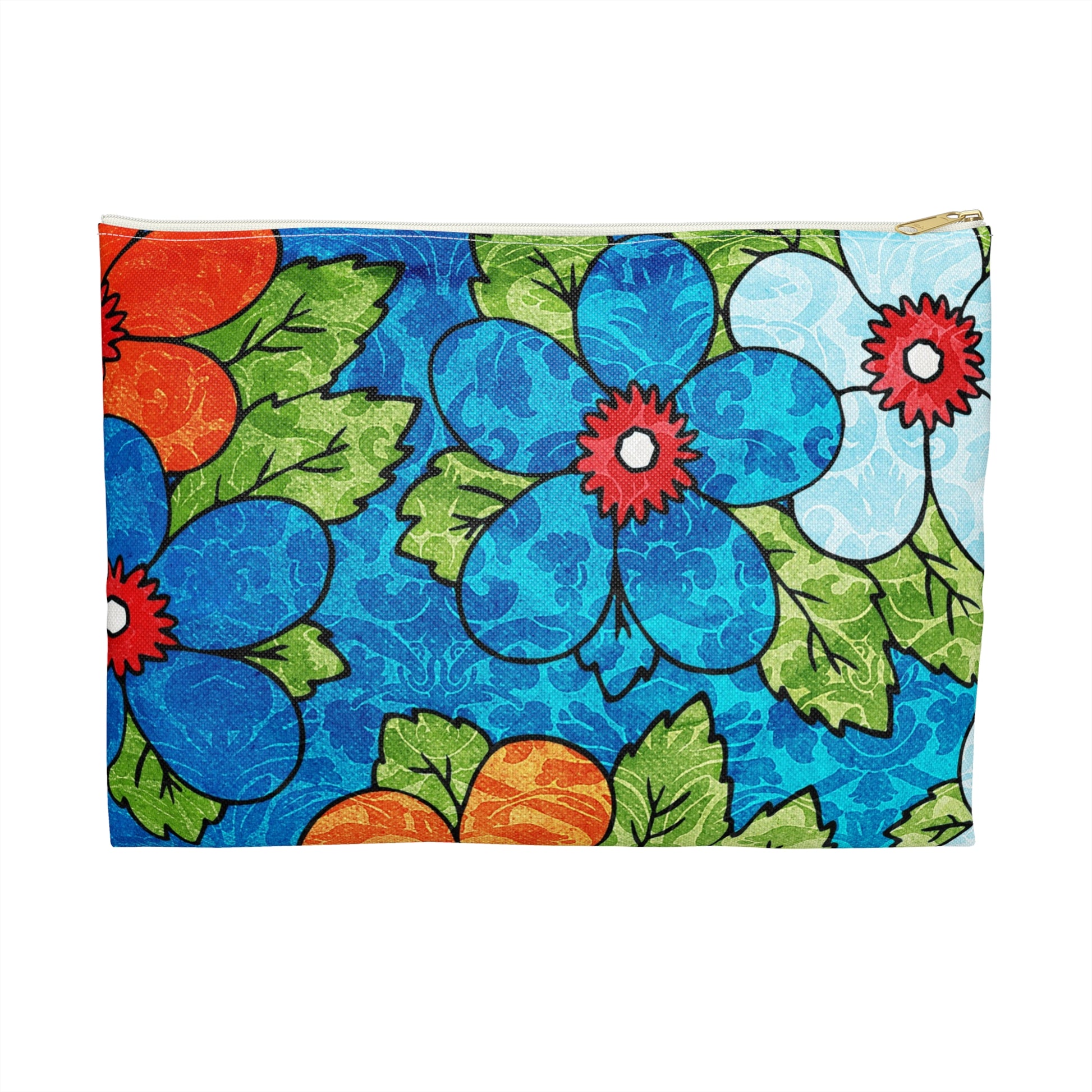 Blue Orange Groovy Accessory Pouch, Artsulli - Art is Long, Life is Short, Bags, Size, Large, Color, White zipper, , , 23327545200807791792