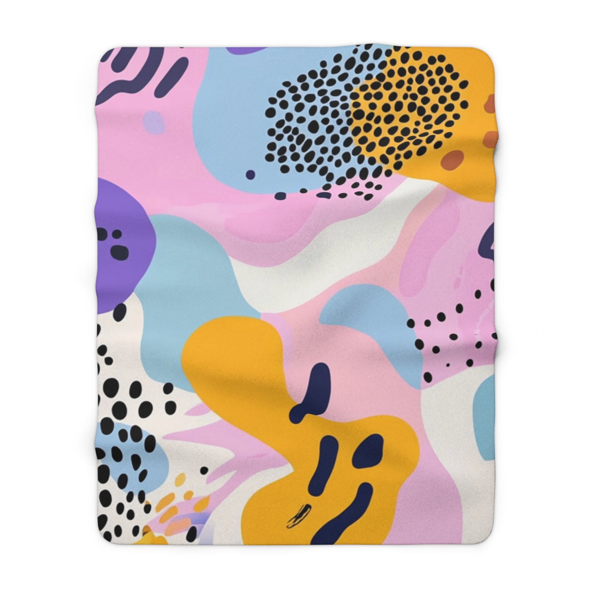 Colorful Abstract Dots and Shapes Sherpa Fleece Blanket, Artsulli - Art is Long, Life is Short, Home Decor, Size, 60" × 80", , , , , 25860501488835