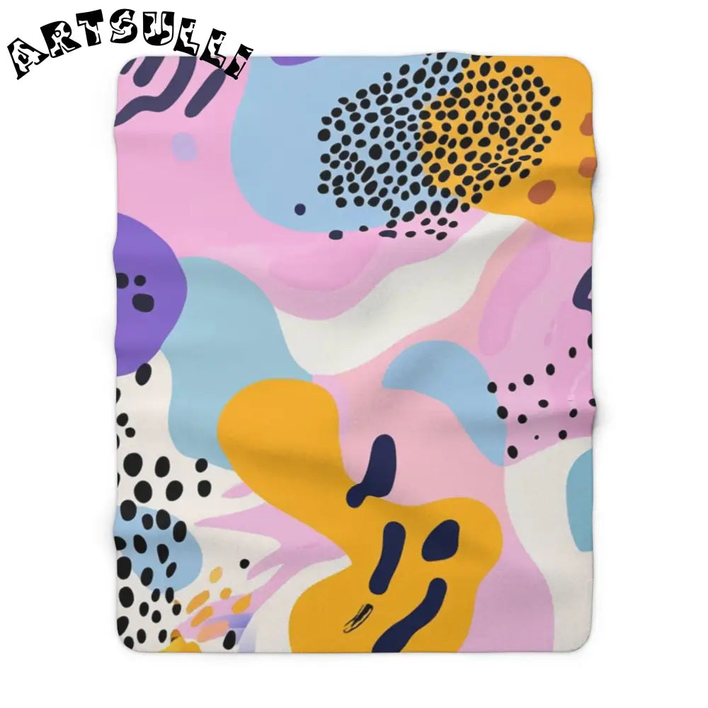 JAKKOUTTHEBXX Colorful Abstract Dots and Shapes Sherpa Fleece