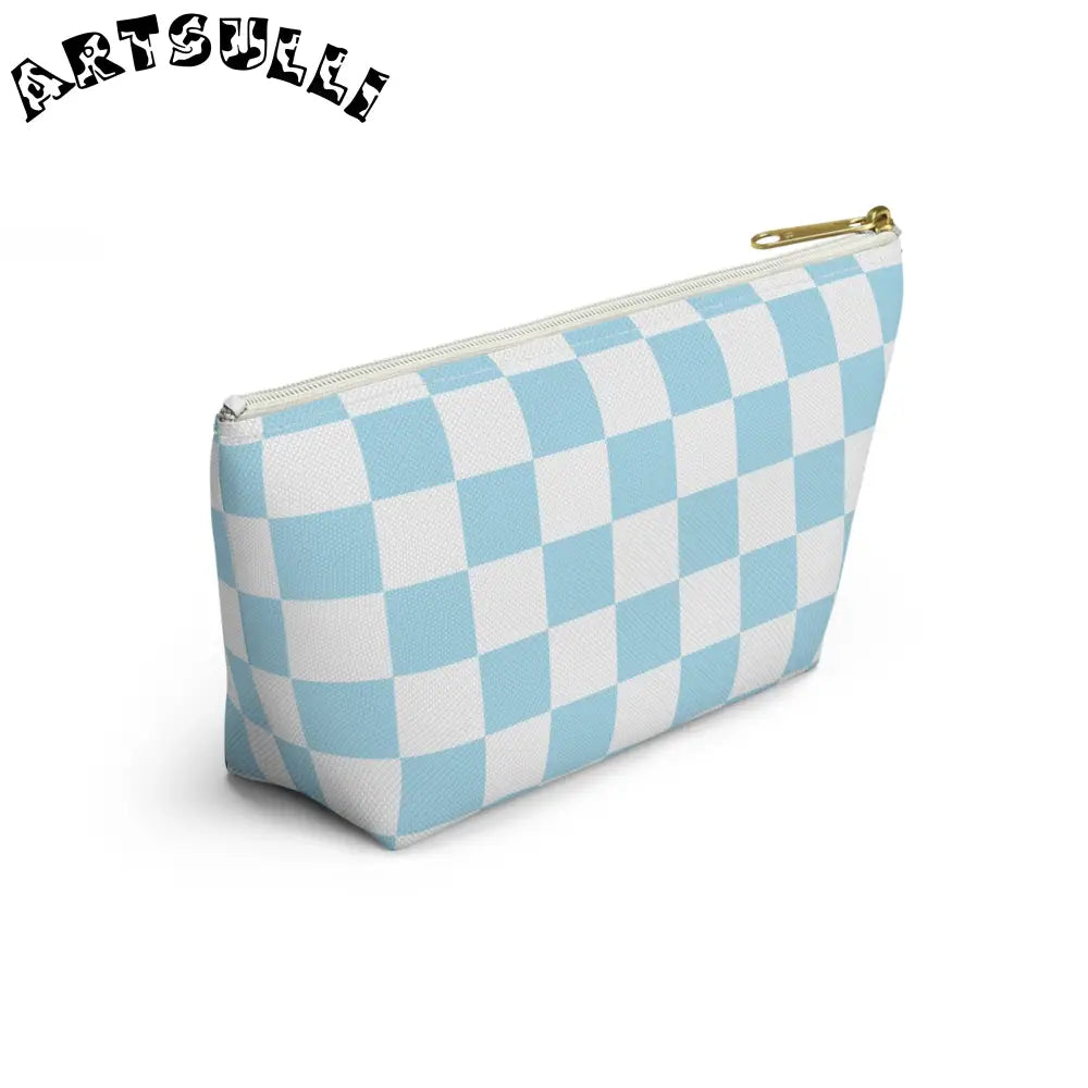 JAKKOUTTHEBXX Checkerboard Sky Blue Accessory Pouch w T-bottom