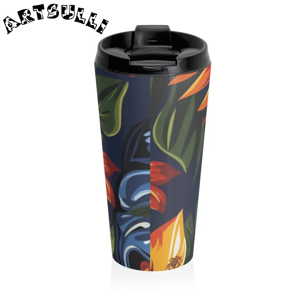 JAKKOUTTHEBXX Tropical Floral Stainless Steel Travel Mug 2025