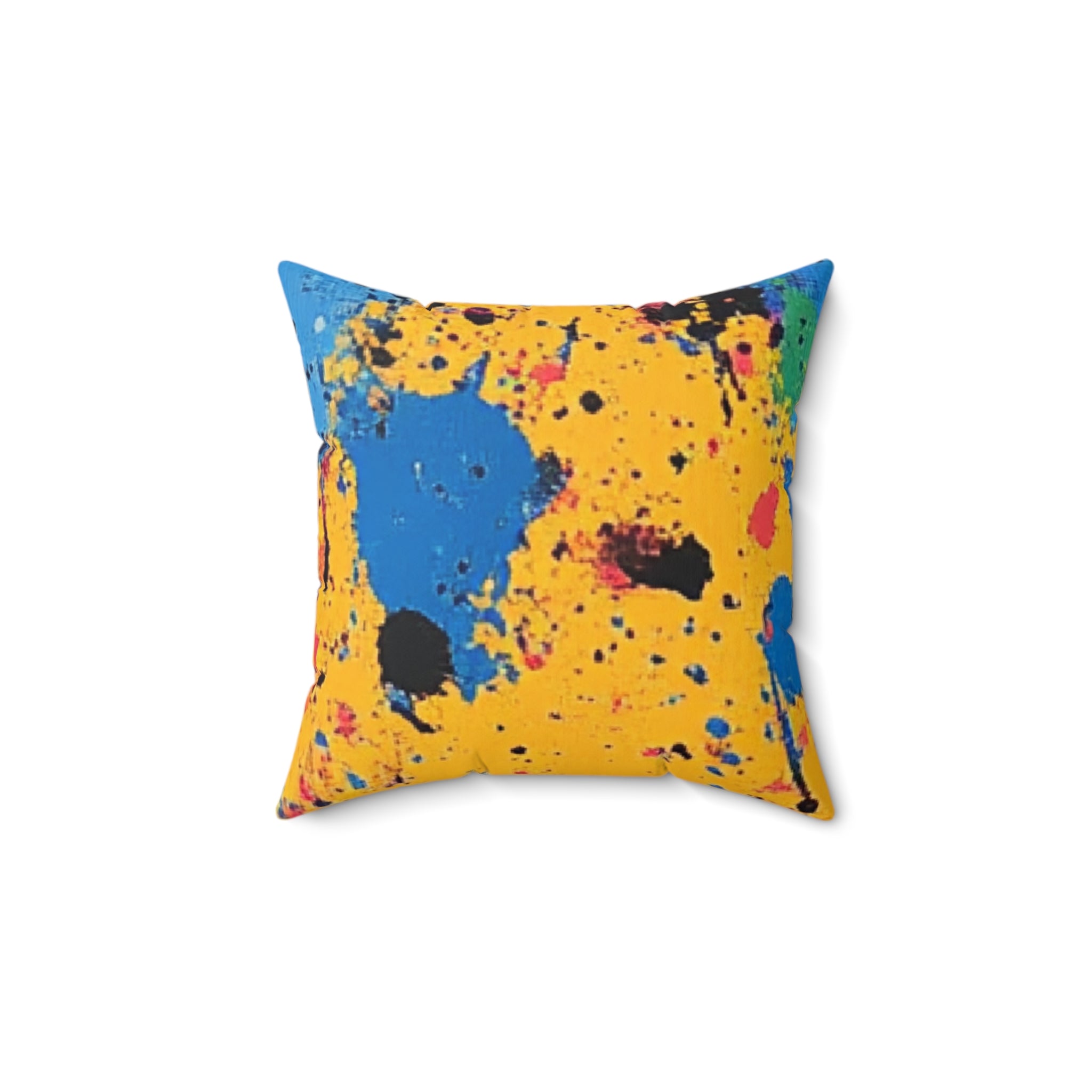 The Colors Of Paint Splatter Faux Suede Square Pillow, Artsulli - Art is Long, Life is Short, Home Decor, Size, 14" × 14", , , , , 12474690379340