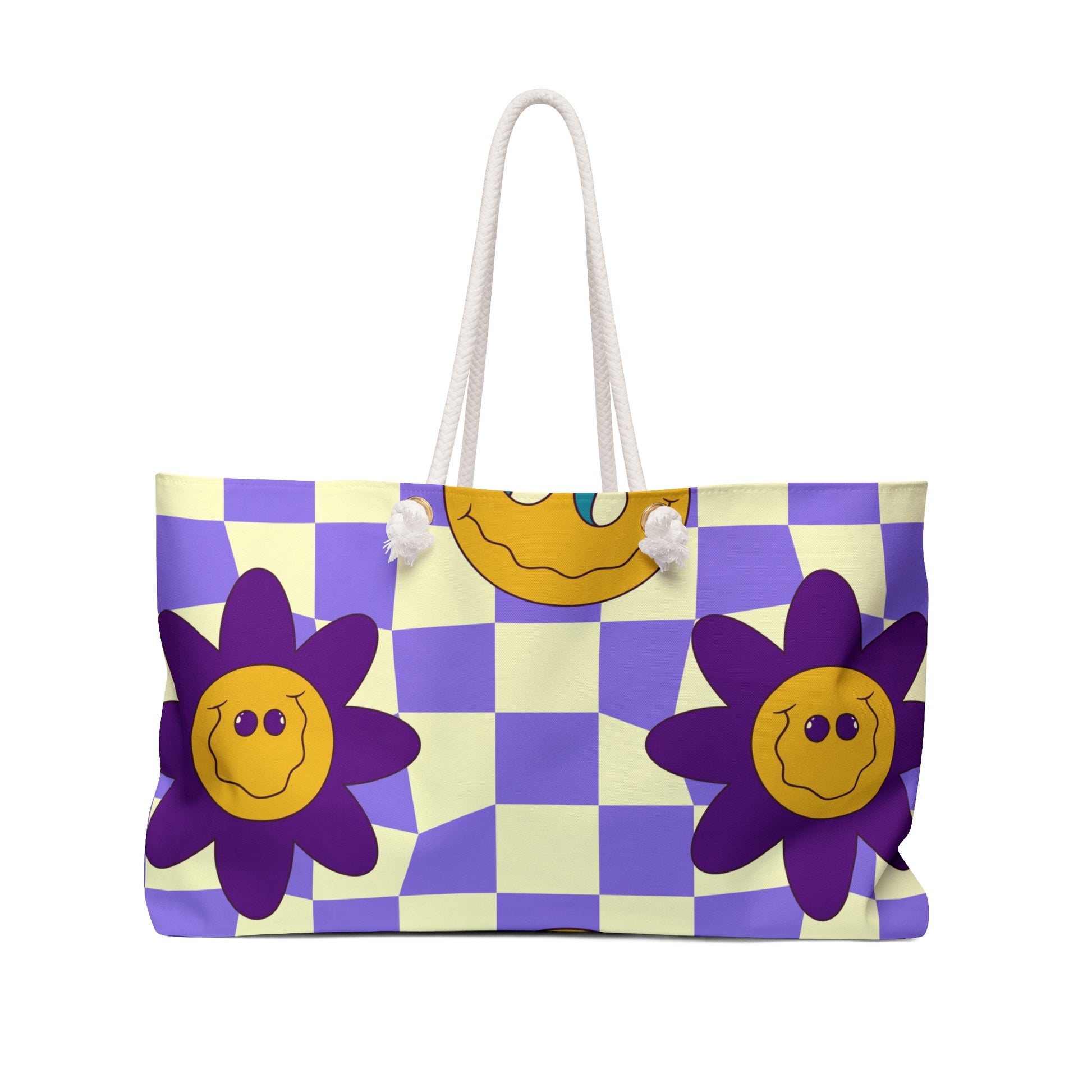 Trippy Flower Power Motifs Weekender Bag, Artsulli - Art is Long, Life is Short, Bags, Size, 24" × 13", , , , , 13778693809874