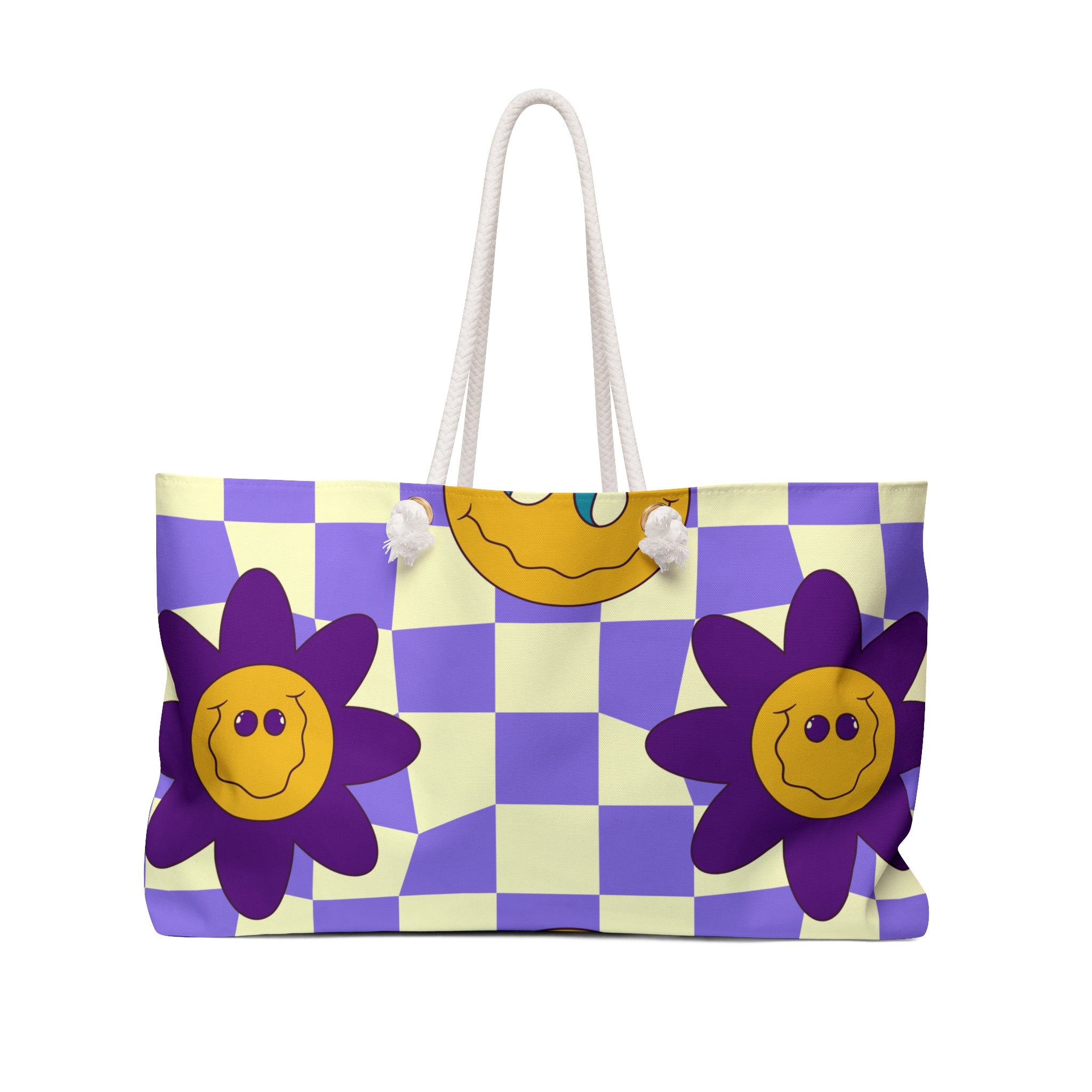 Trippy Flower Power Motifs Weekender Bag, Artsulli - Art is Long, Life is Short, Bags, Size, 24" × 13", , , , , 13778693809874