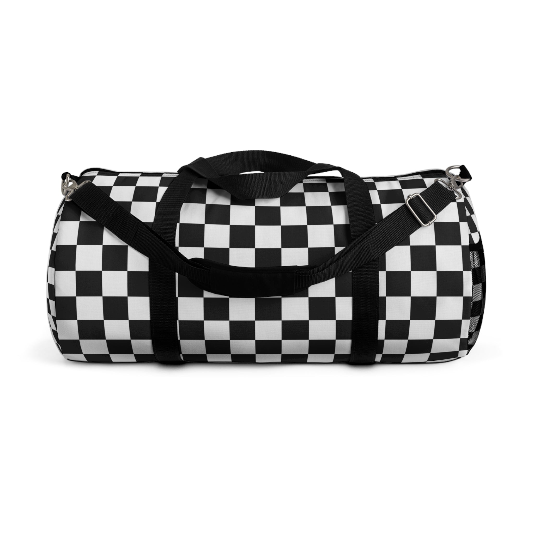 Checkerboard White and Black Duffel Bag, Artsulli - Art is Long, Life is Short, Bags, Size, Large, , , , , 30831484229160662051