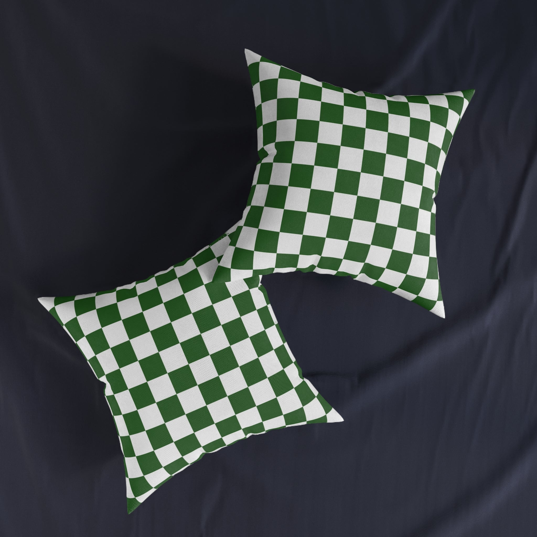 Checkerboard White and Dark Green Square Pillow, Artsulli - Art is Long, Life is Short, Home Decor, , , , , , , 