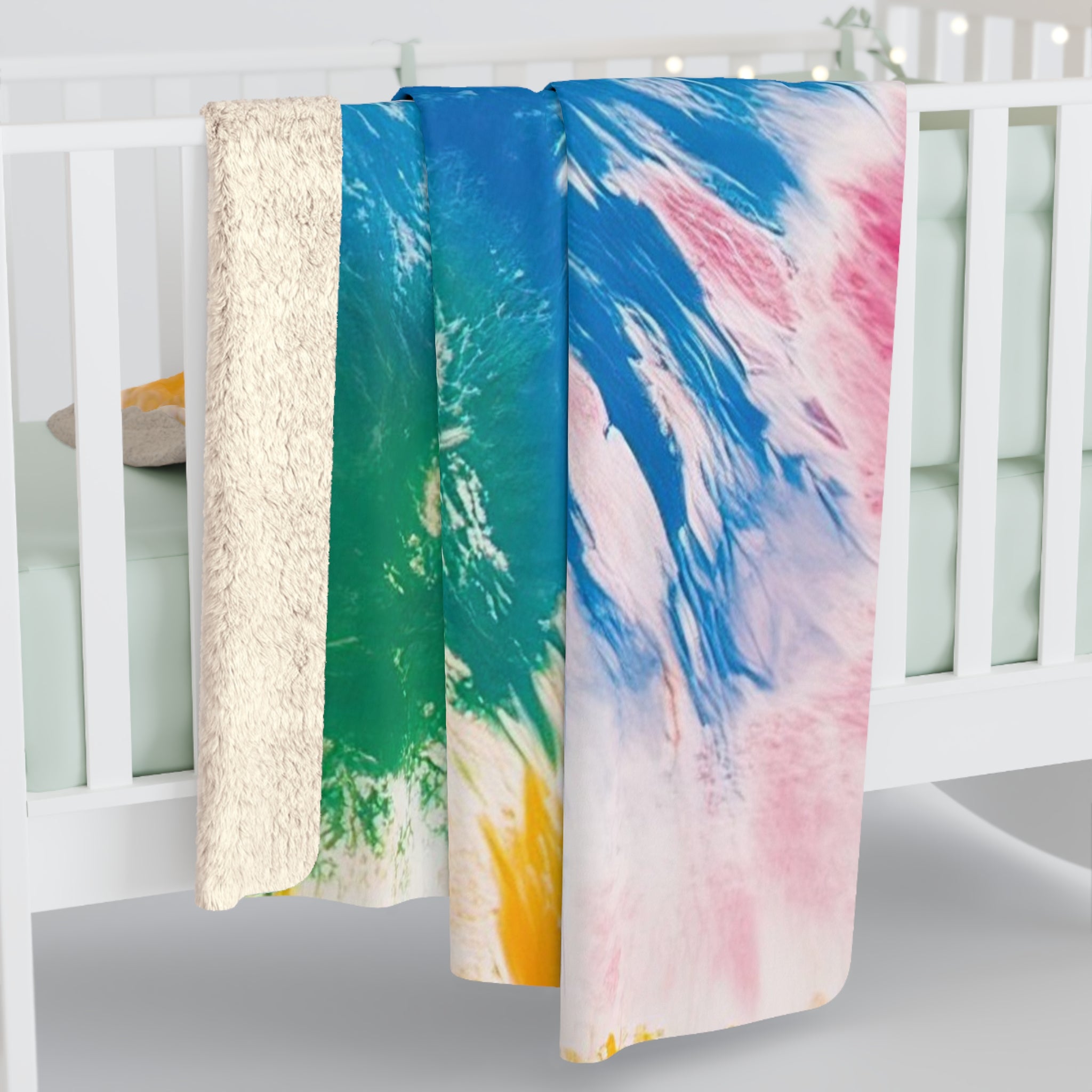 Tie Dye Splash Sherpa Fleece Blanket, Artsulli - Art is Long, Life is Short, Home Decor, , , , , , , 