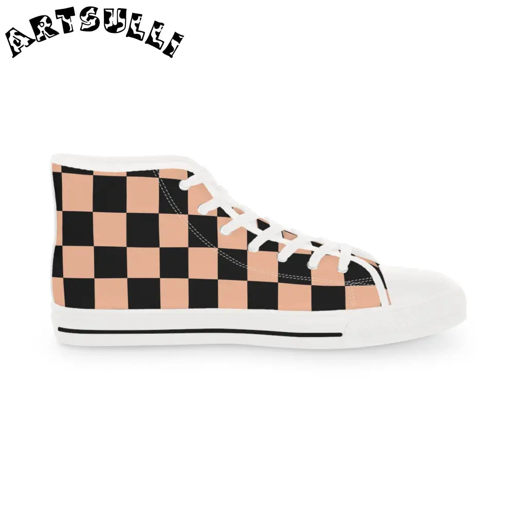 JAKKOUTTHEBXX Checkerboard Soft Orange and Black Men’s High Top
