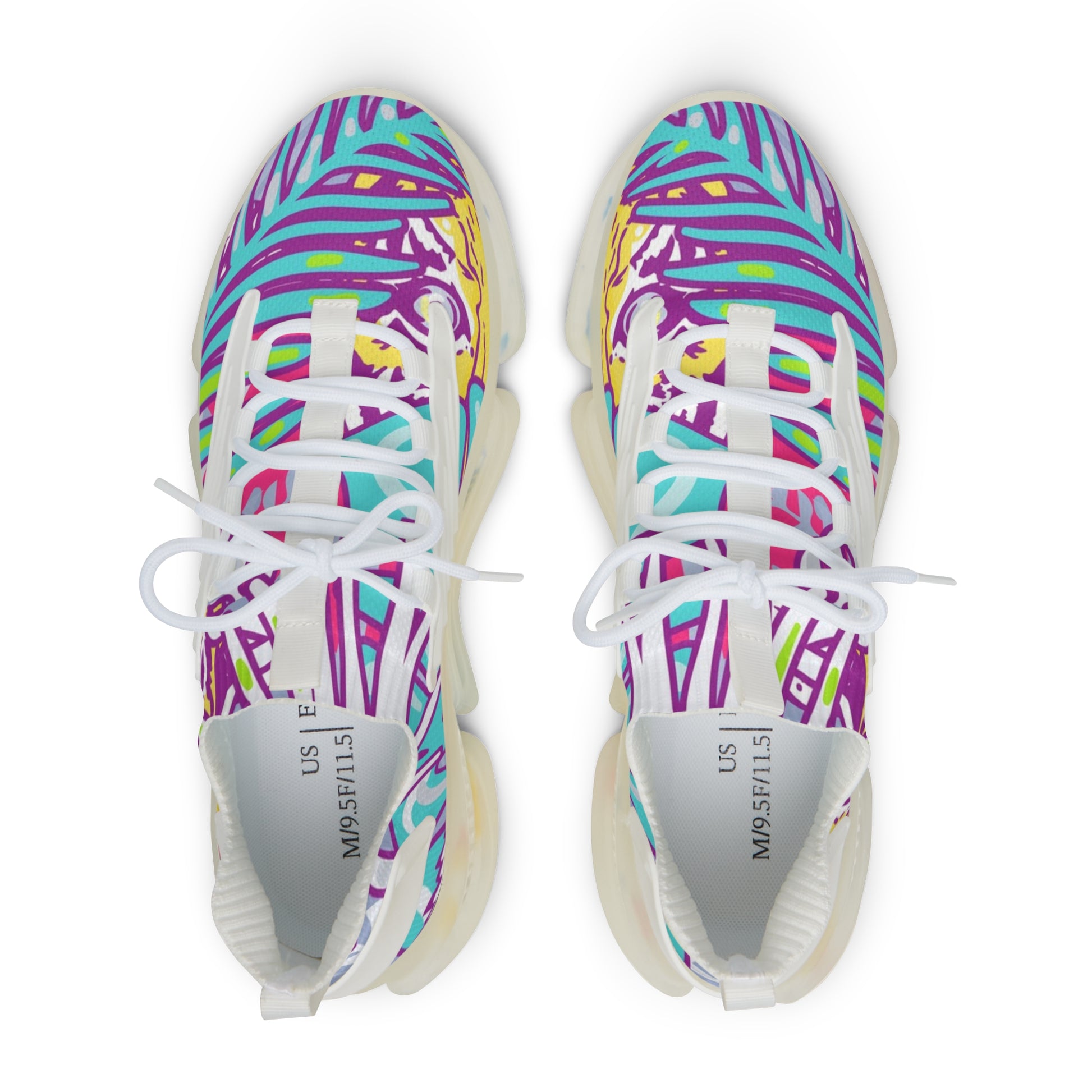 Tropical Jungle Tigers Torquise and Purple Men's Mesh Sneakers, Artsulli - Art is Long, Life is Short, Shoes, , , , , , , 