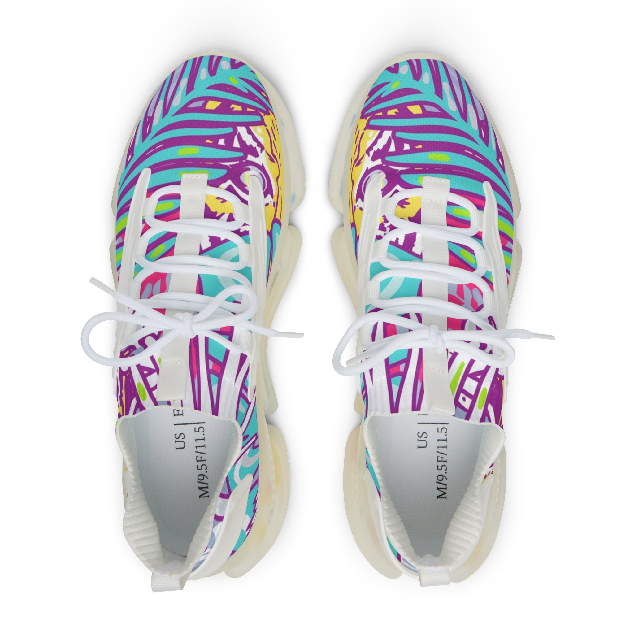 Tropical Jungle Tigers Torquise and Purple Men's Mesh Sneakers, Artsulli - Art is Long, Life is Short, Shoes, , , , , , , 