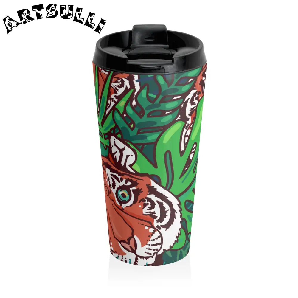 JAKKOUTTHEBXX Tropical Jungle Tigers Blue and Green Stainless Steel