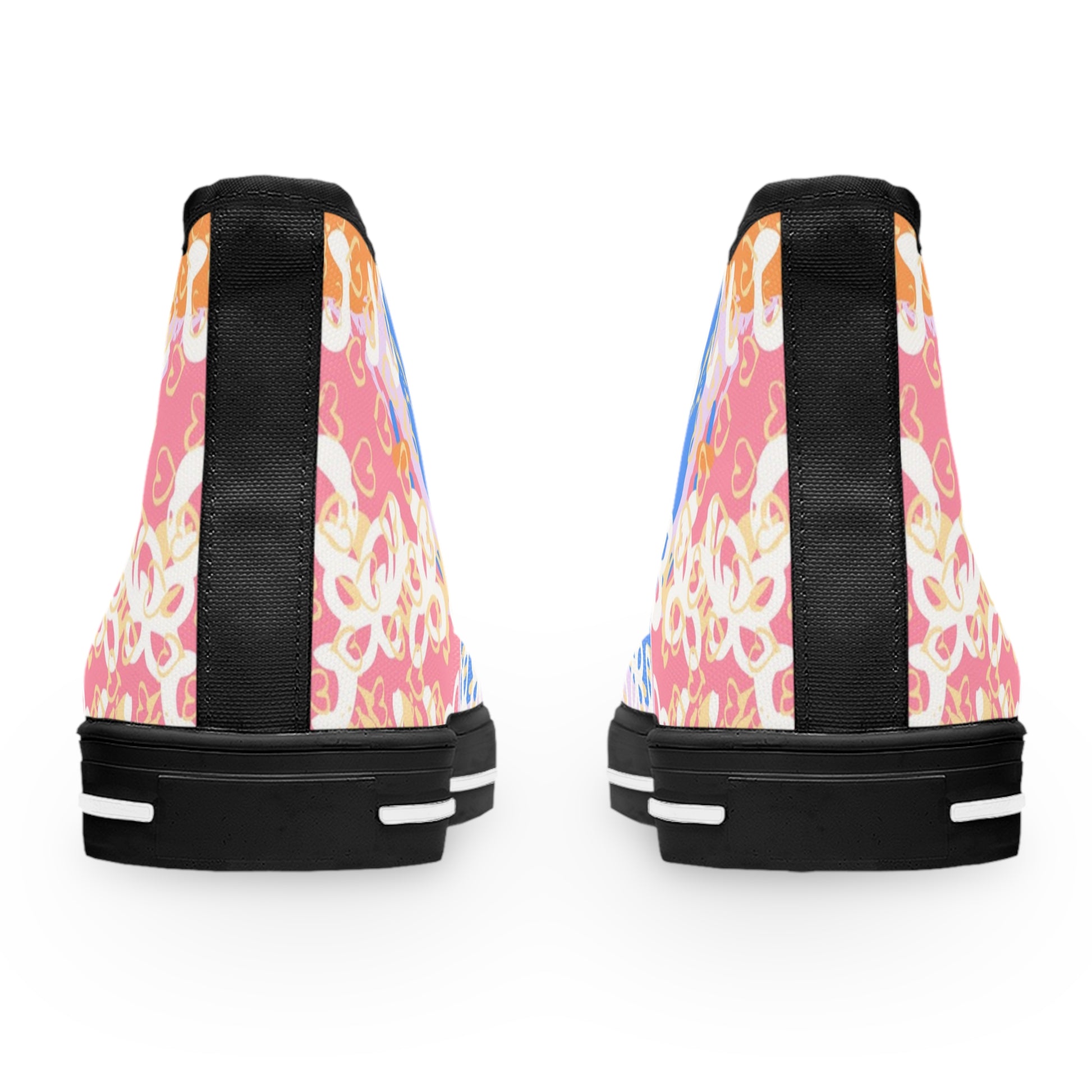 Flowers x Doodles x Hearts Multi-Color Women's High Top Sneakers, Artsulli - Art is Long, Life is Short, Shoes, , , , , , , 